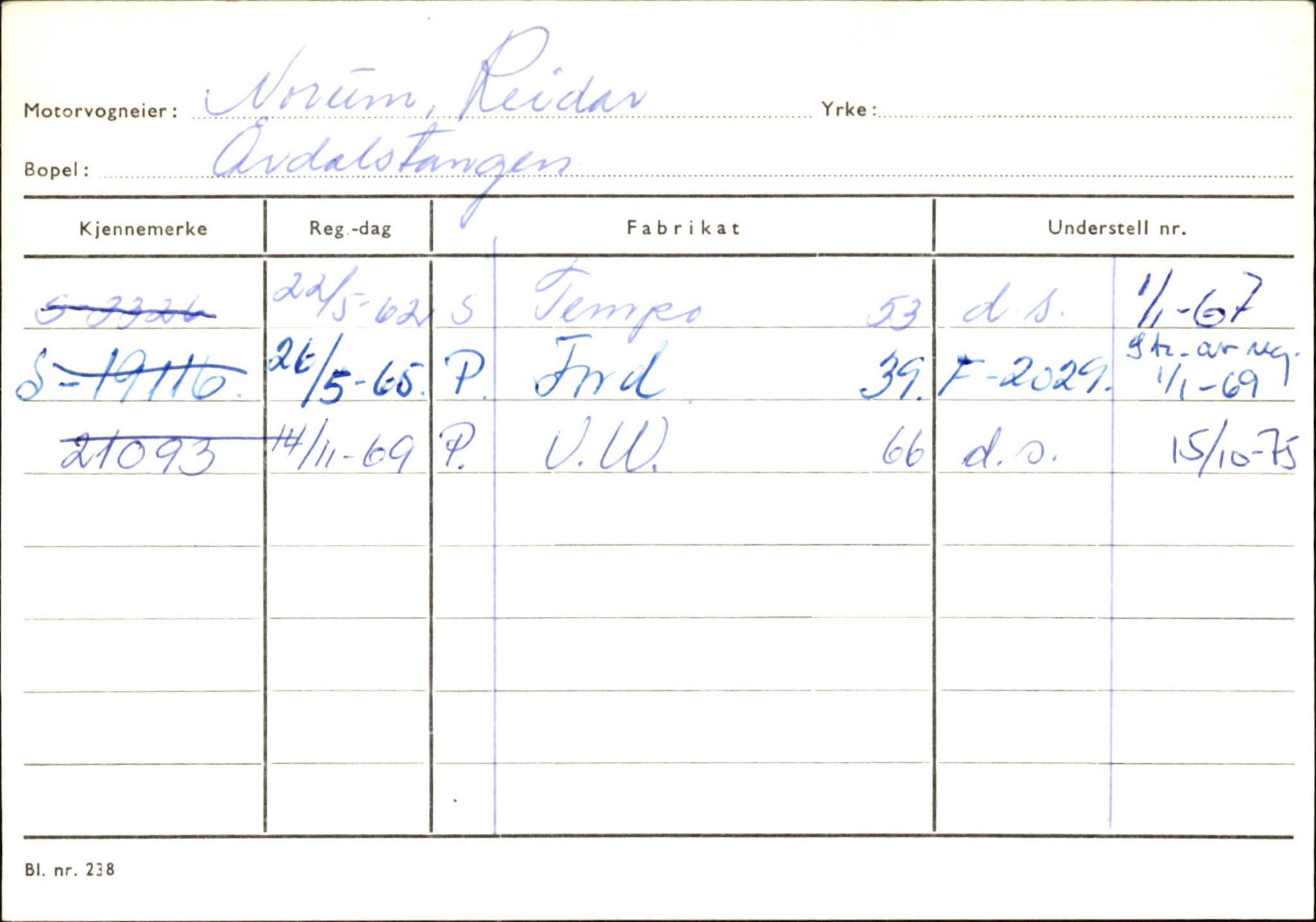 Statens vegvesen, Sogn og Fjordane vegkontor, SAB/A-5301/4/F/L0145: Registerkort Vågsøy S-Å. Årdal I-P, 1945-1975, s. 2133