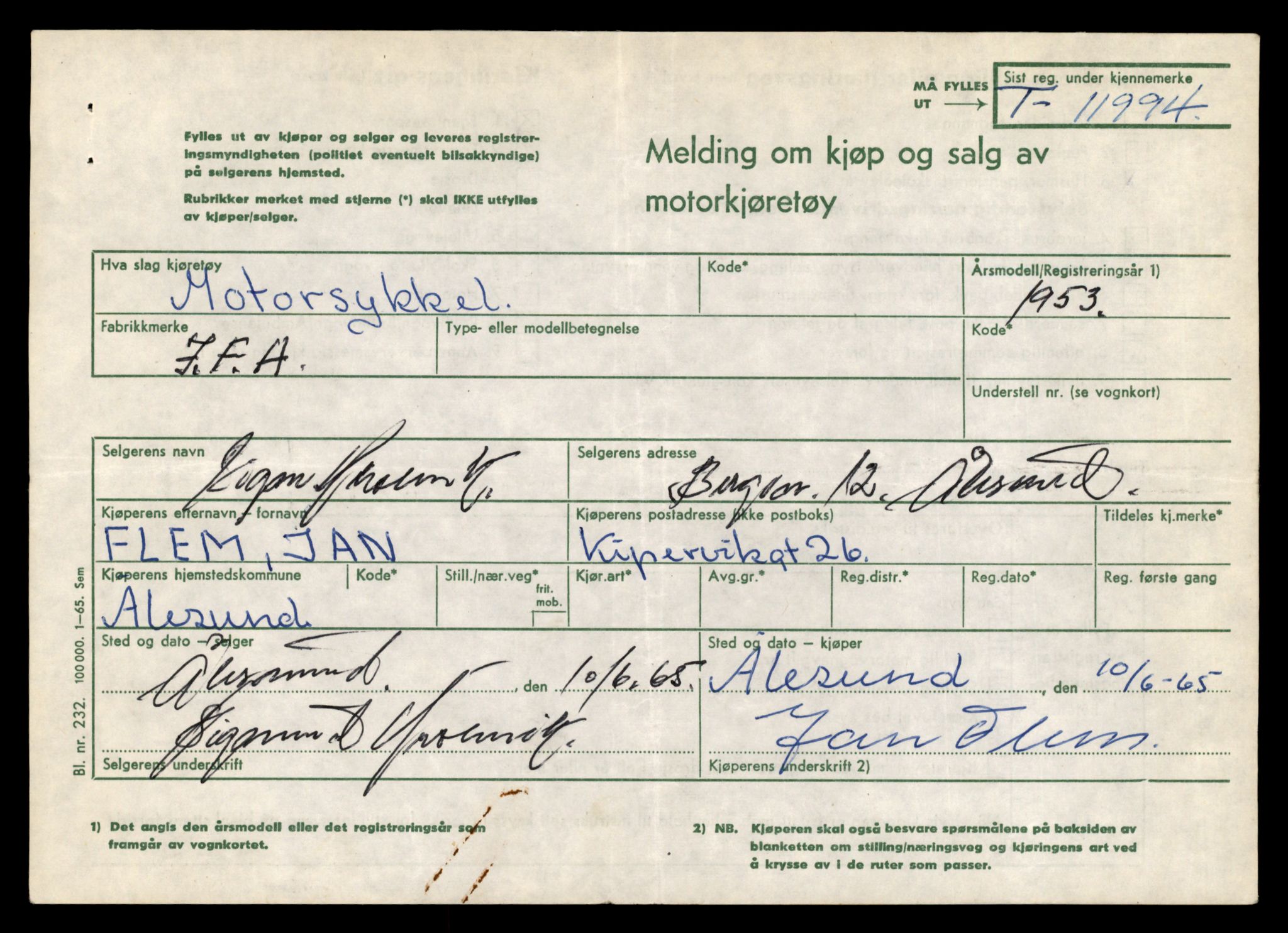 Møre og Romsdal vegkontor - Ålesund trafikkstasjon, AV/SAT-A-4099/F/Fe/L0031: Registreringskort for kjøretøy T 11800 - T 11996, 1927-1998, s. 3316