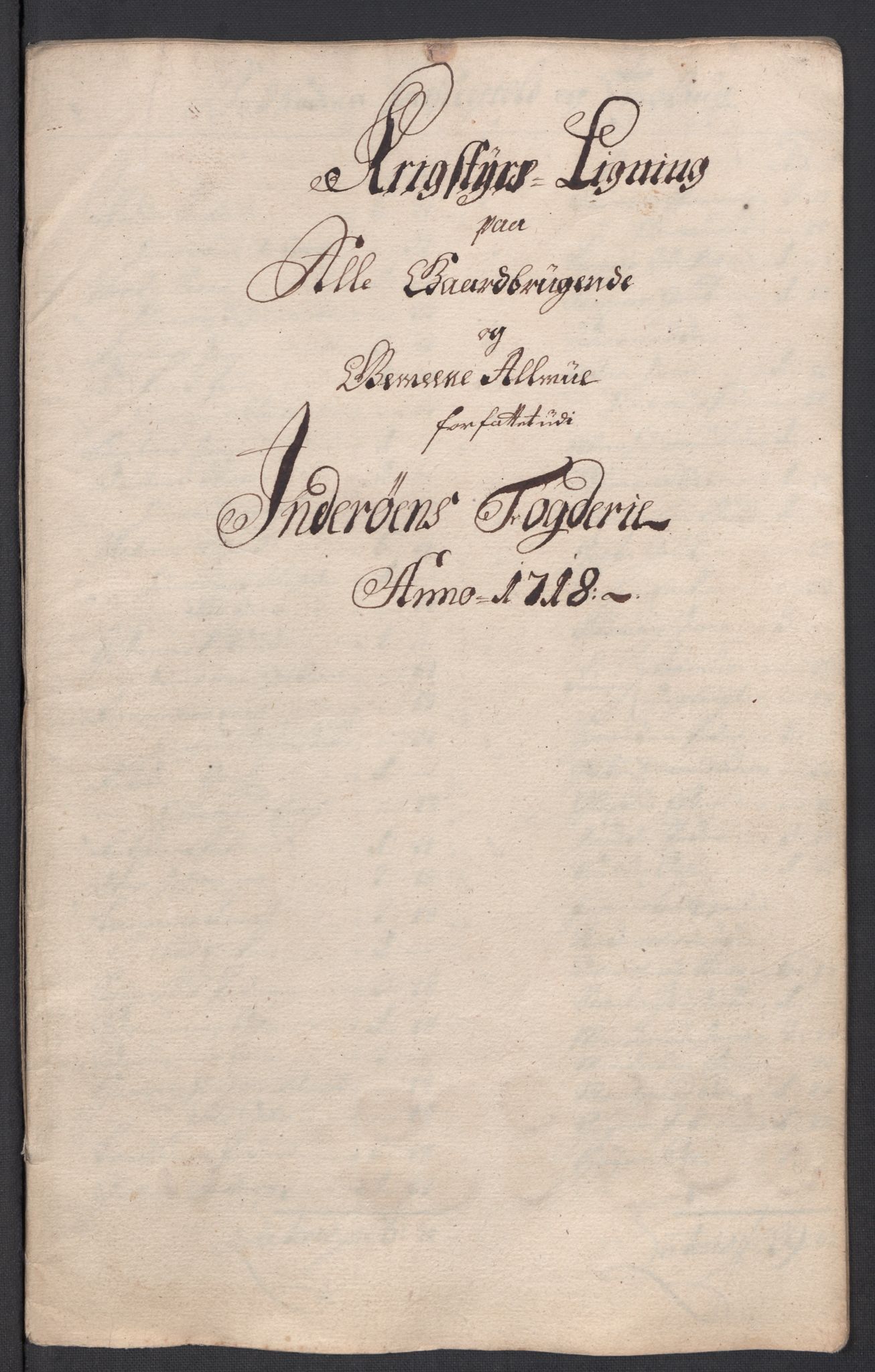 Rentekammeret inntil 1814, Reviderte regnskaper, Fogderegnskap, RA/EA-4092/R63/L4326: Fogderegnskap Inderøy, 1718, s. 152