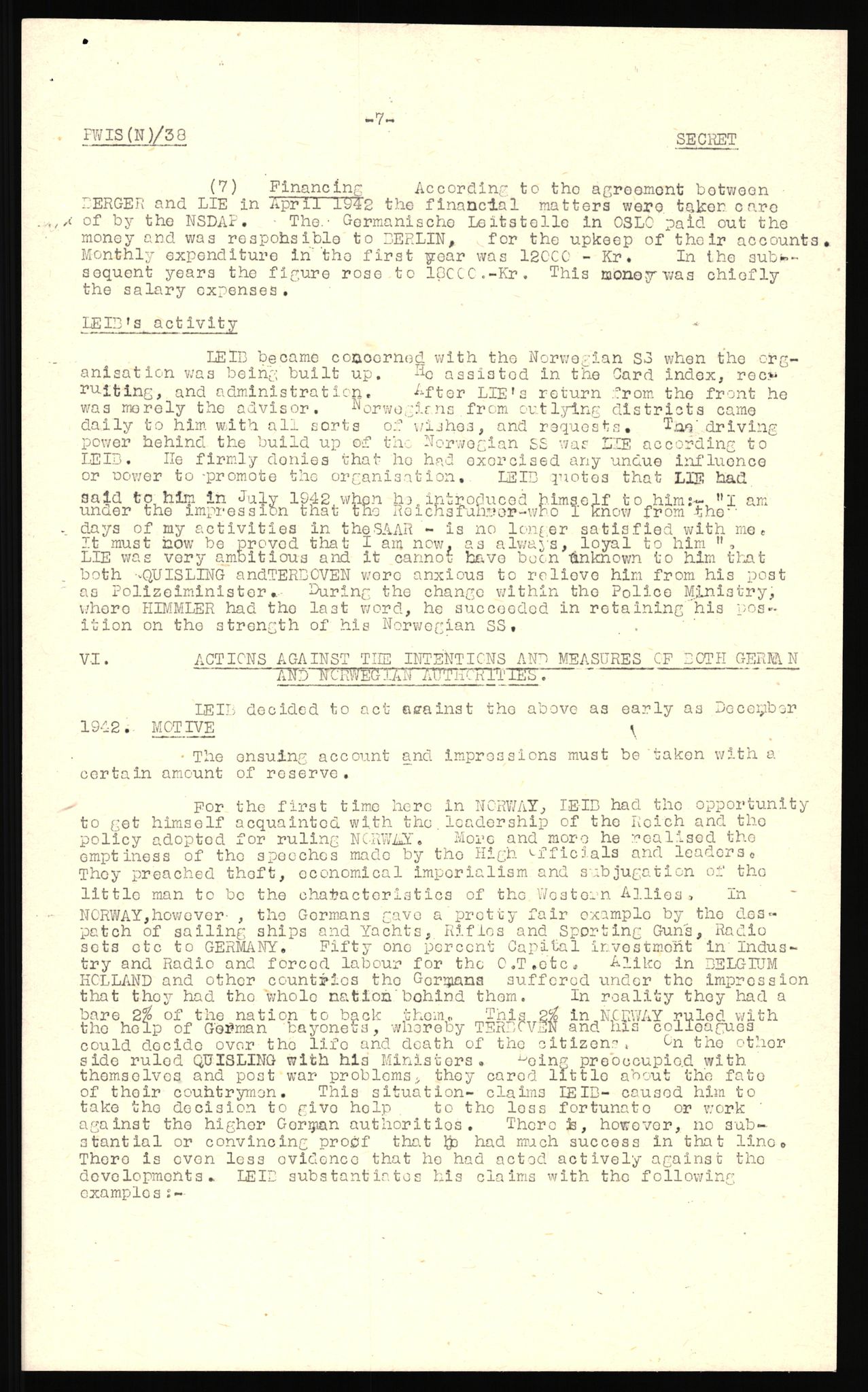 Forsvaret, Forsvarets overkommando II, RA/RAFA-3915/D/Db/L0020: CI Questionaires. Tyske okkupasjonsstyrker i Norge. Tyskere., 1945-1946, s. 34