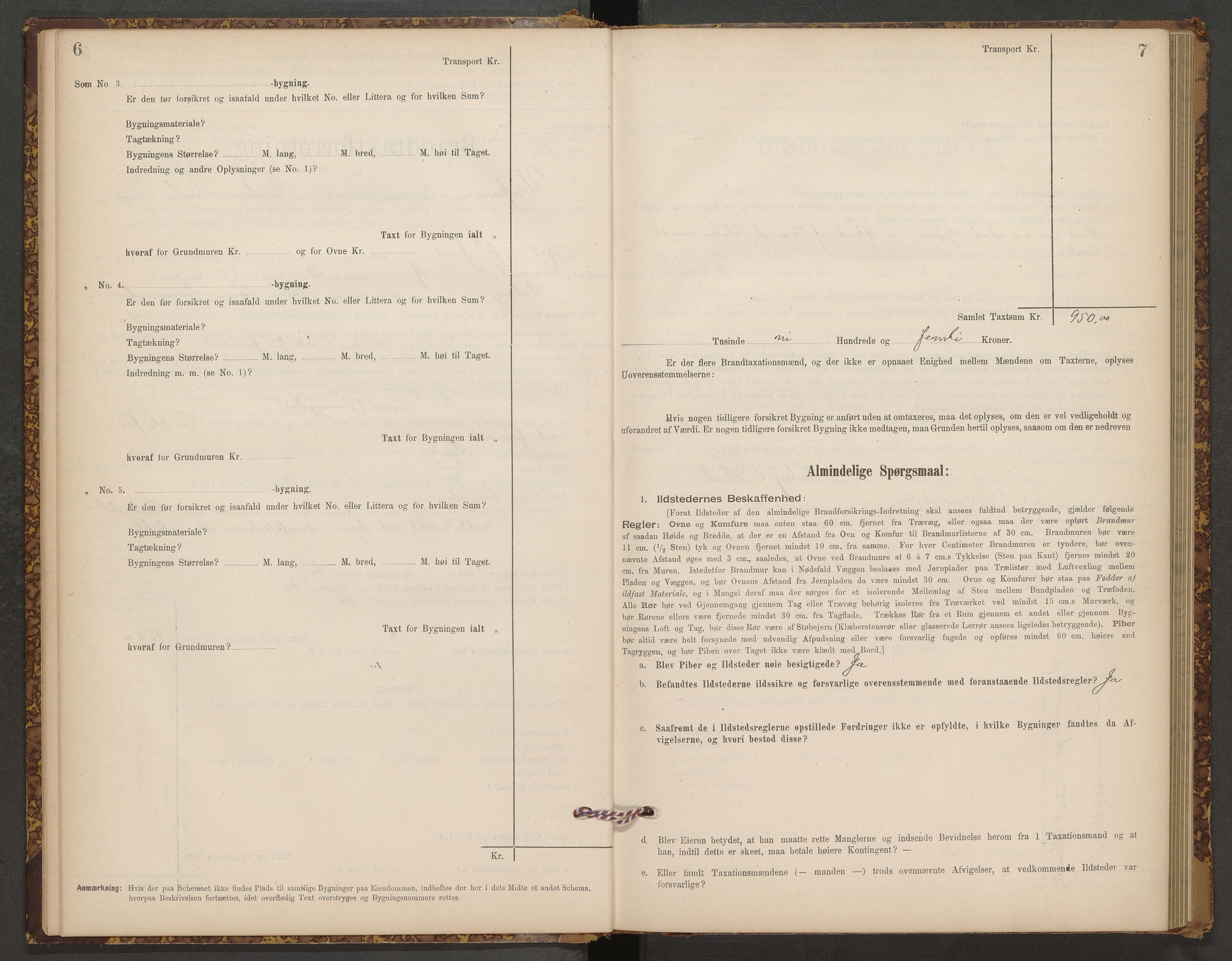 Norges brannkasse, branntakster Aurskog, AV/SAO-A-11381/F/Fb/L0001: Branntakstprotokoll, 1897-1949