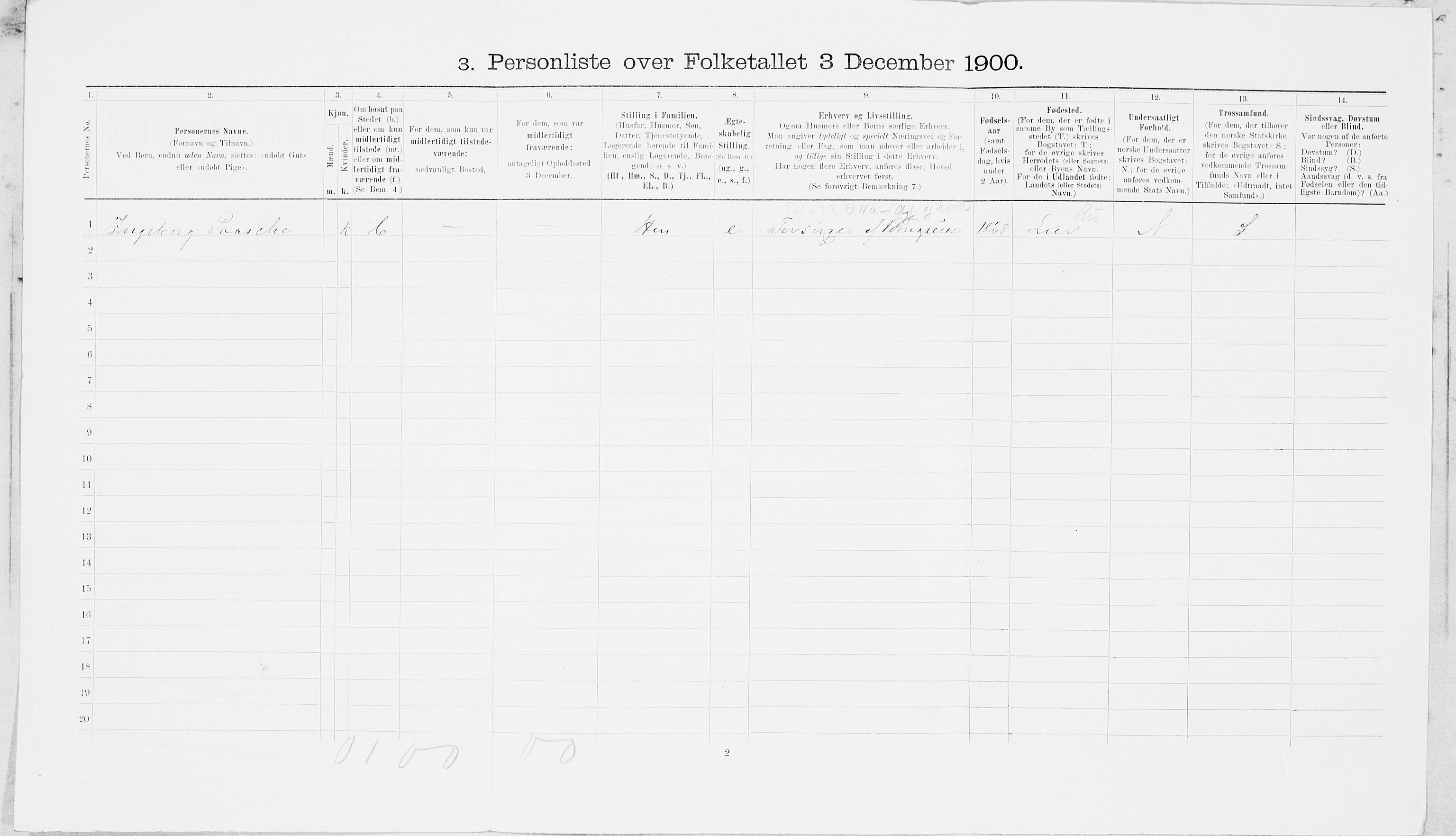 SAT, Folketelling 1900 for 1703 Namsos ladested, 1900, s. 116