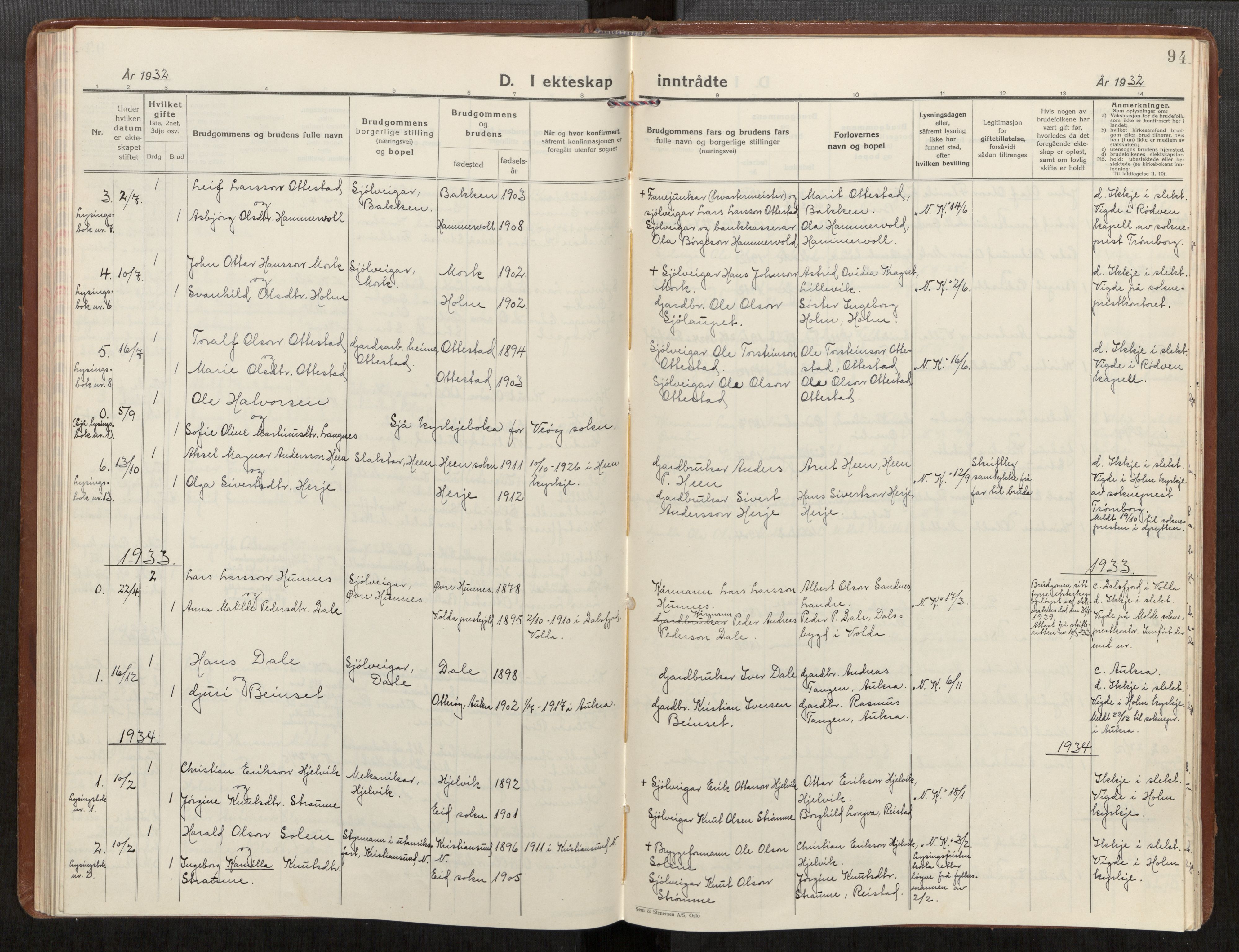 Ministerialprotokoller, klokkerbøker og fødselsregistre - Møre og Romsdal, SAT/A-1454/549/L0619: Ministerialbok nr. 549A02, 1928-1951, s. 94