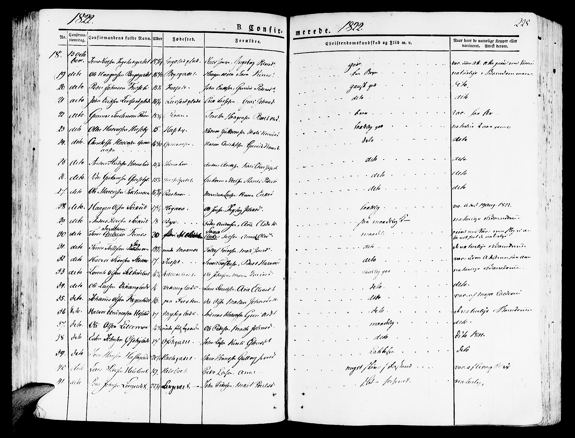 Ministerialprotokoller, klokkerbøker og fødselsregistre - Nord-Trøndelag, SAT/A-1458/709/L0070: Ministerialbok nr. 709A10, 1820-1832, s. 225