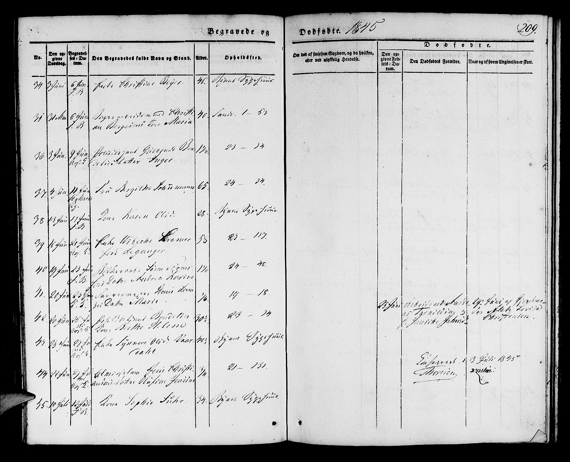 Korskirken sokneprestembete, SAB/A-76101/H/Haa/L0043: Ministerialbok nr. E 1, 1834-1848, s. 209