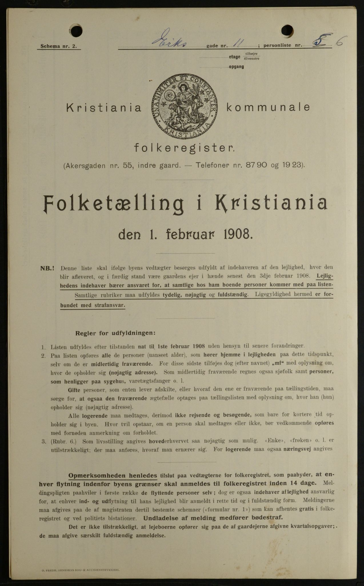 OBA, Kommunal folketelling 1.2.1908 for Kristiania kjøpstad, 1908, s. 18306