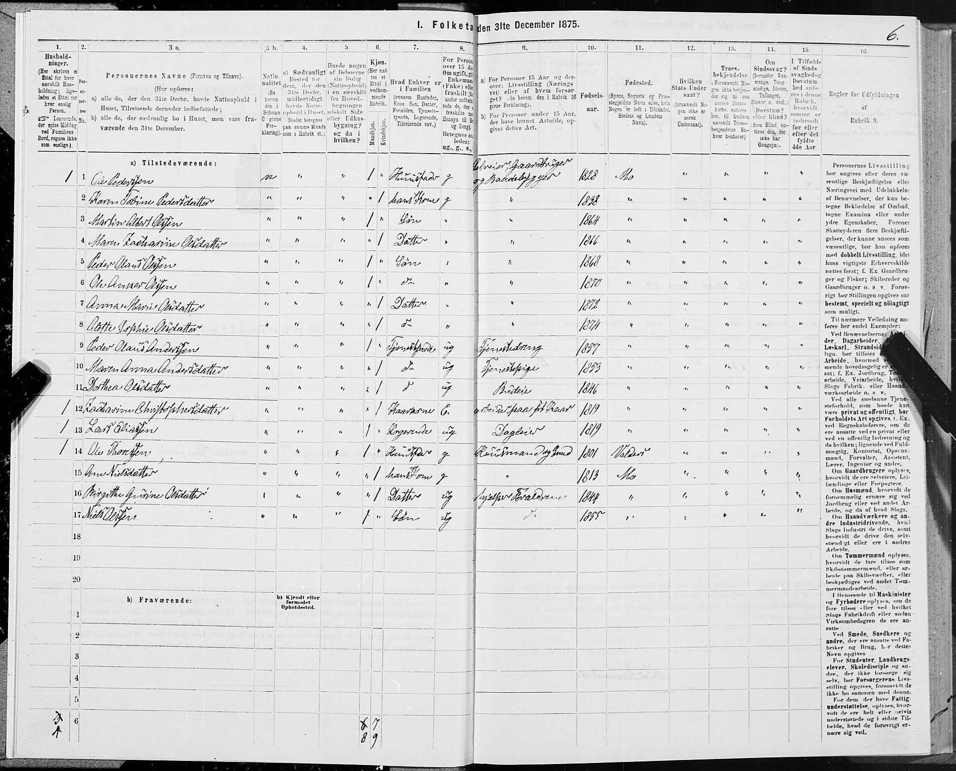 SAT, Folketelling 1875 for 1833P Mo prestegjeld, 1875, s. 1006