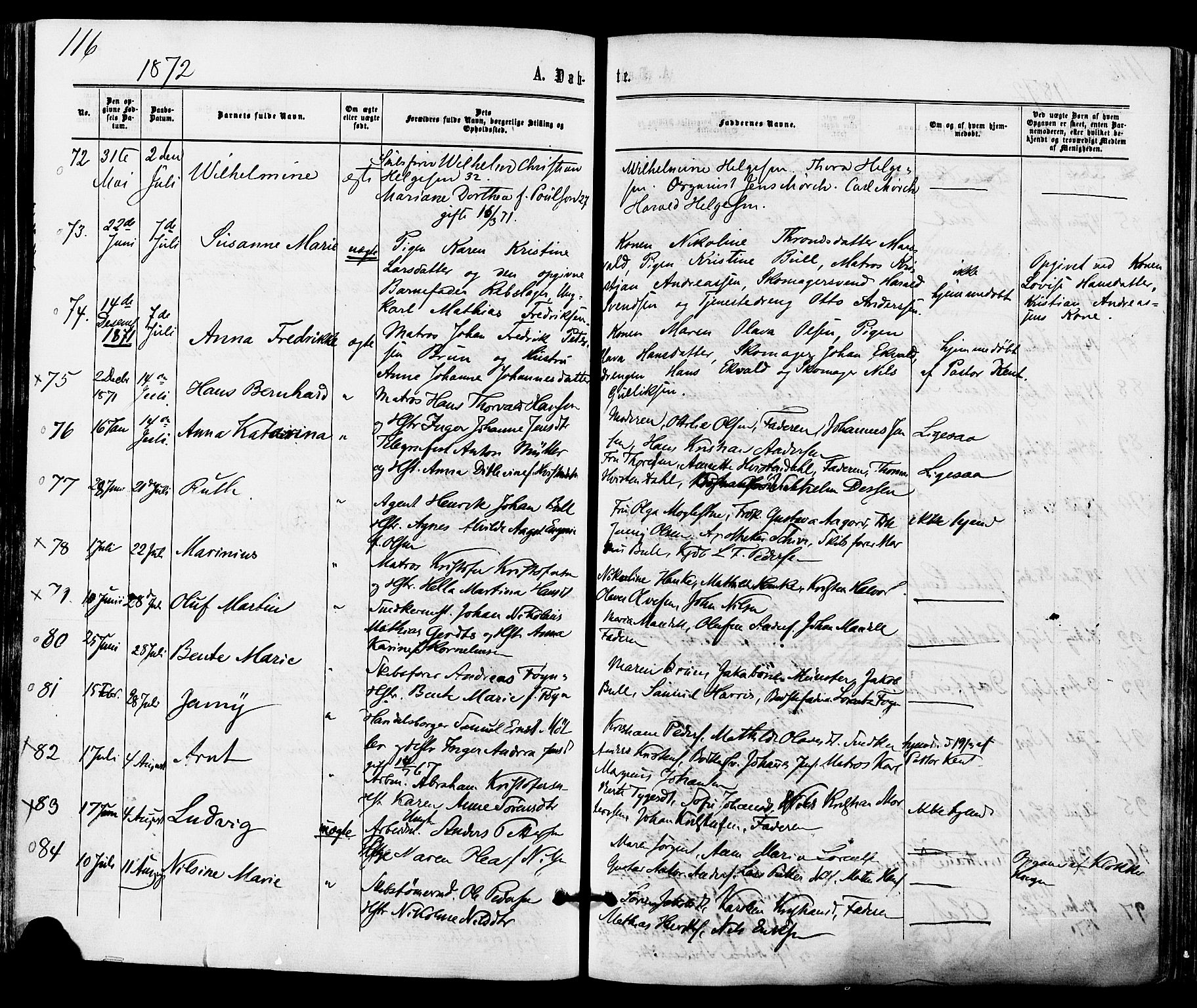 Tønsberg kirkebøker, AV/SAKO-A-330/F/Fa/L0009: Ministerialbok nr. I 9, 1865-1873, s. 116