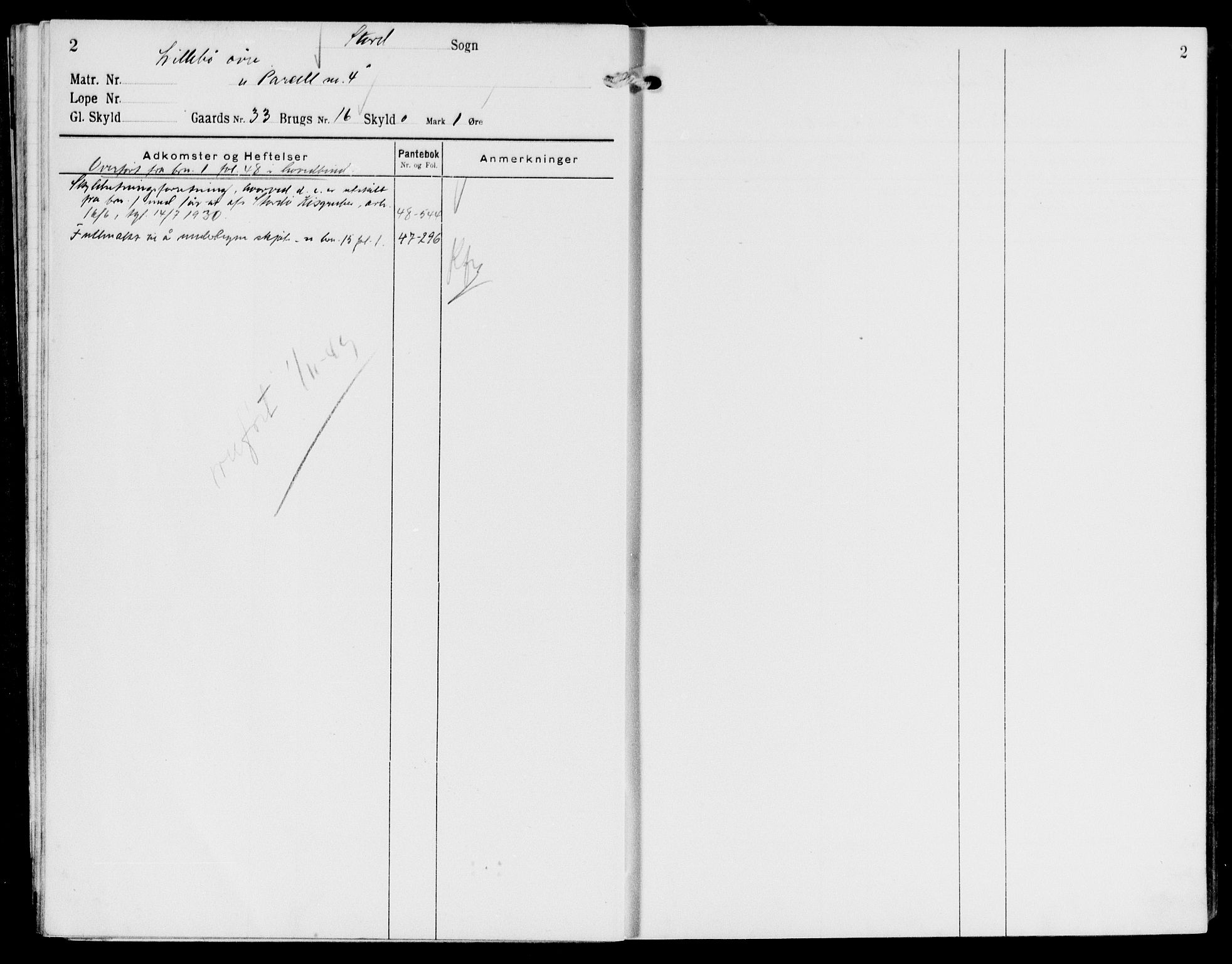 Sunnhordland sorenskrivar, SAB/A-2401/1/G/Ga/Gaq/L0005: Panteregister nr. II.A.q.5, 1930-1950, s. 2