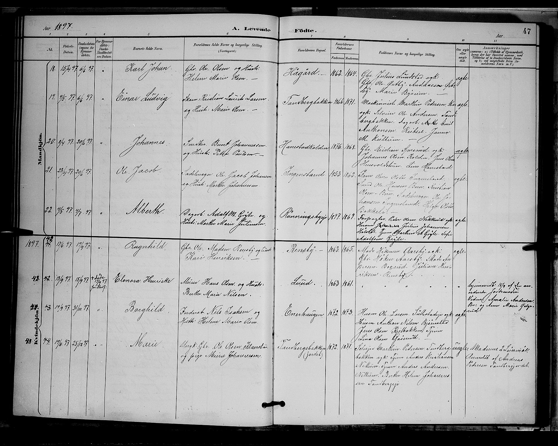 Østre Toten prestekontor, AV/SAH-PREST-104/H/Ha/Hab/L0006: Klokkerbok nr. 6, 1893-1901, s. 47