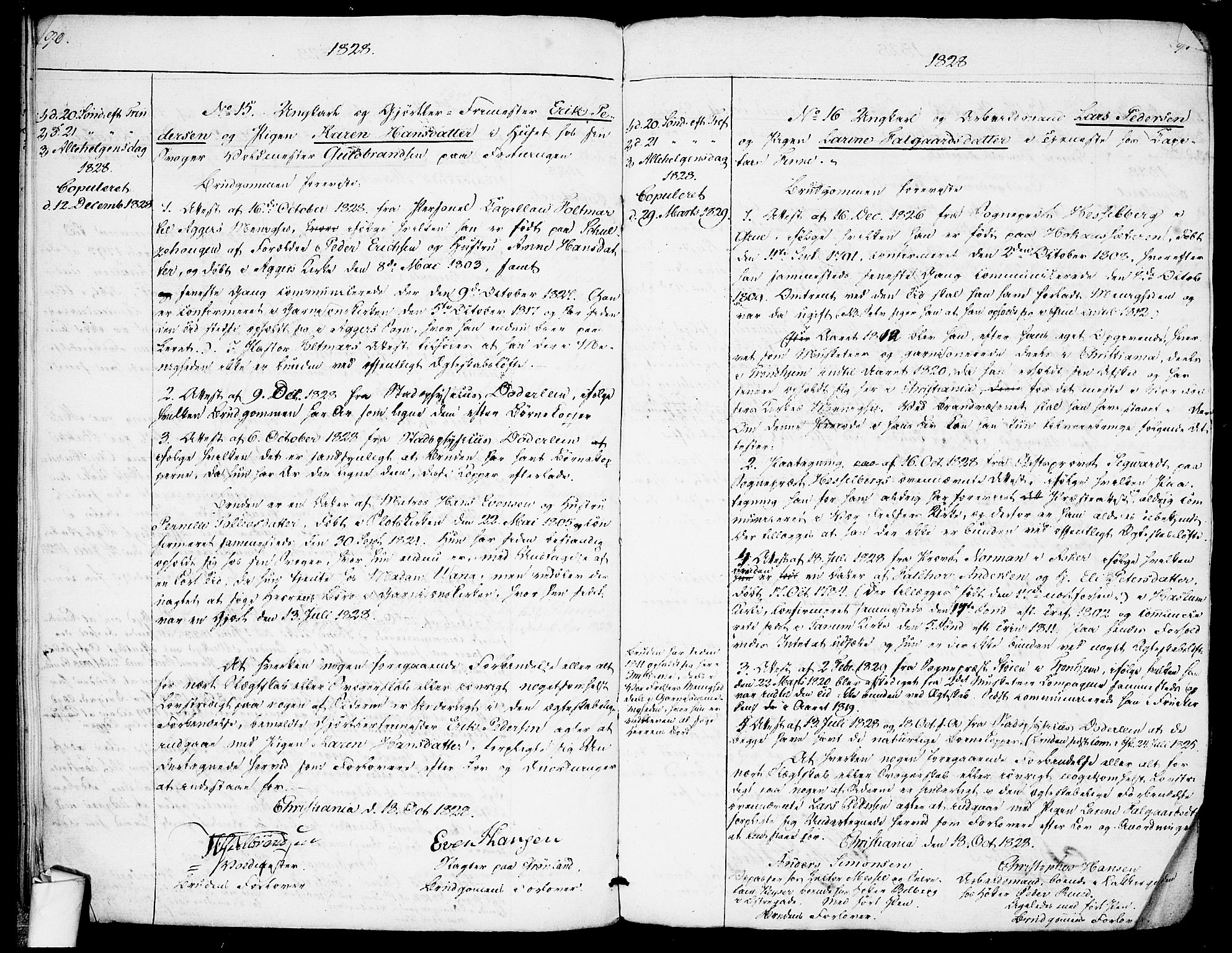 Garnisonsmenigheten Kirkebøker, AV/SAO-A-10846/H/Ha/L0001: Lysningsprotokoll nr. I 1, 1823-1828, s. 90-91