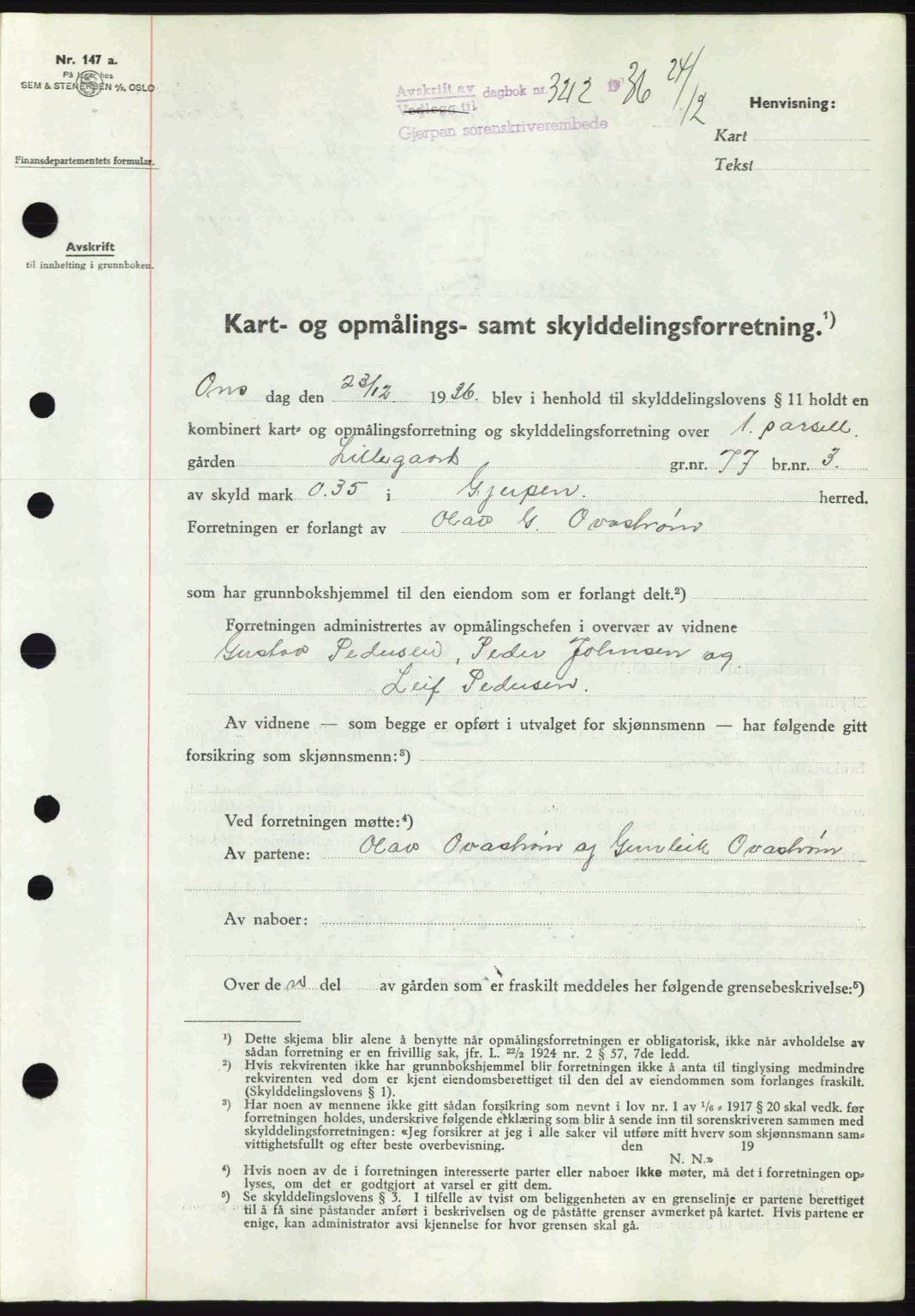 Gjerpen sorenskriveri, SAKO/A-216/G/Ga/Gae/L0067: Pantebok nr. A-66 - A-68, 1936-1937, Dagboknr: 3212/1936