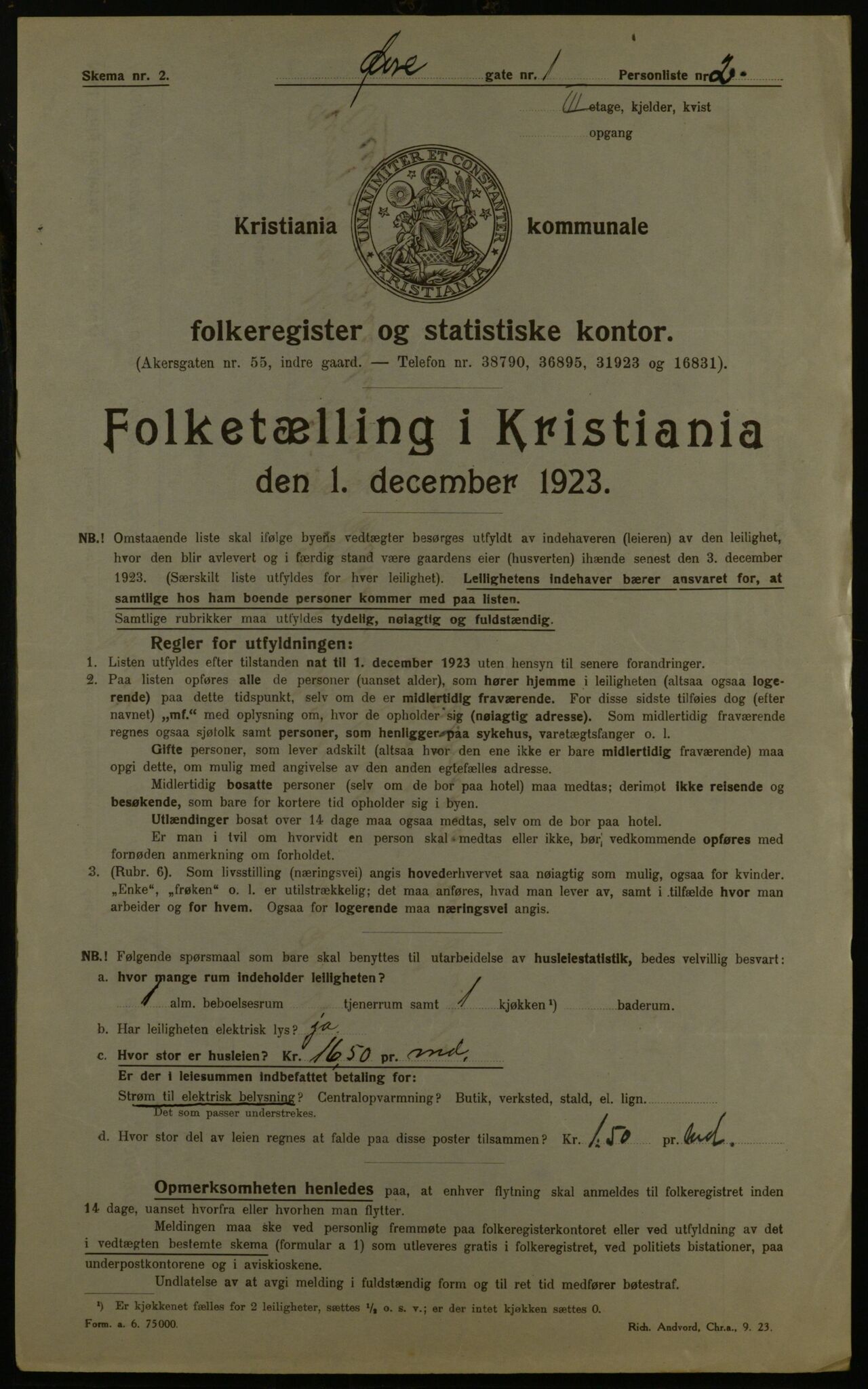 OBA, Kommunal folketelling 1.12.1923 for Kristiania, 1923, s. 143041