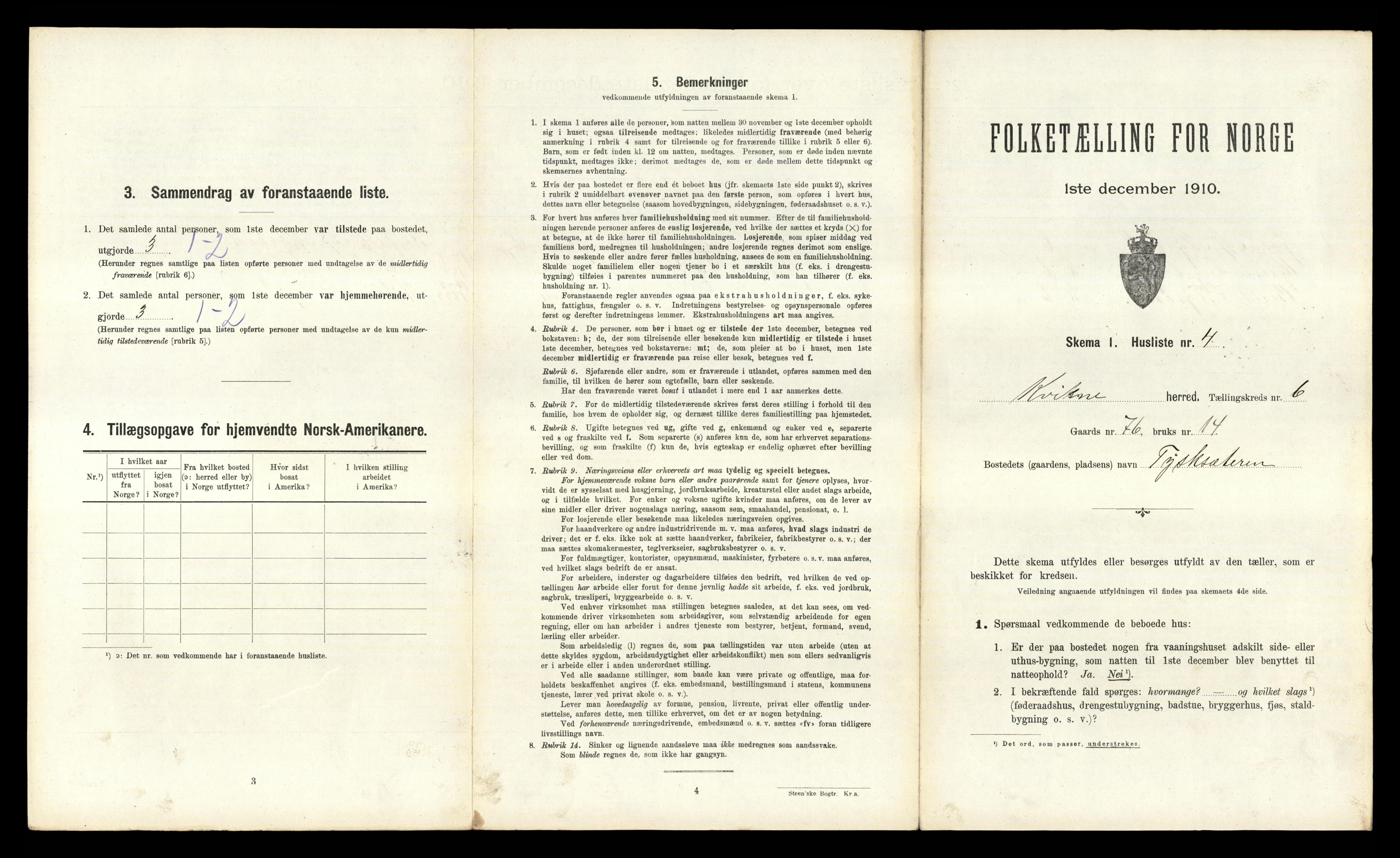 RA, Folketelling 1910 for 0440 Kvikne herred, 1910, s. 463