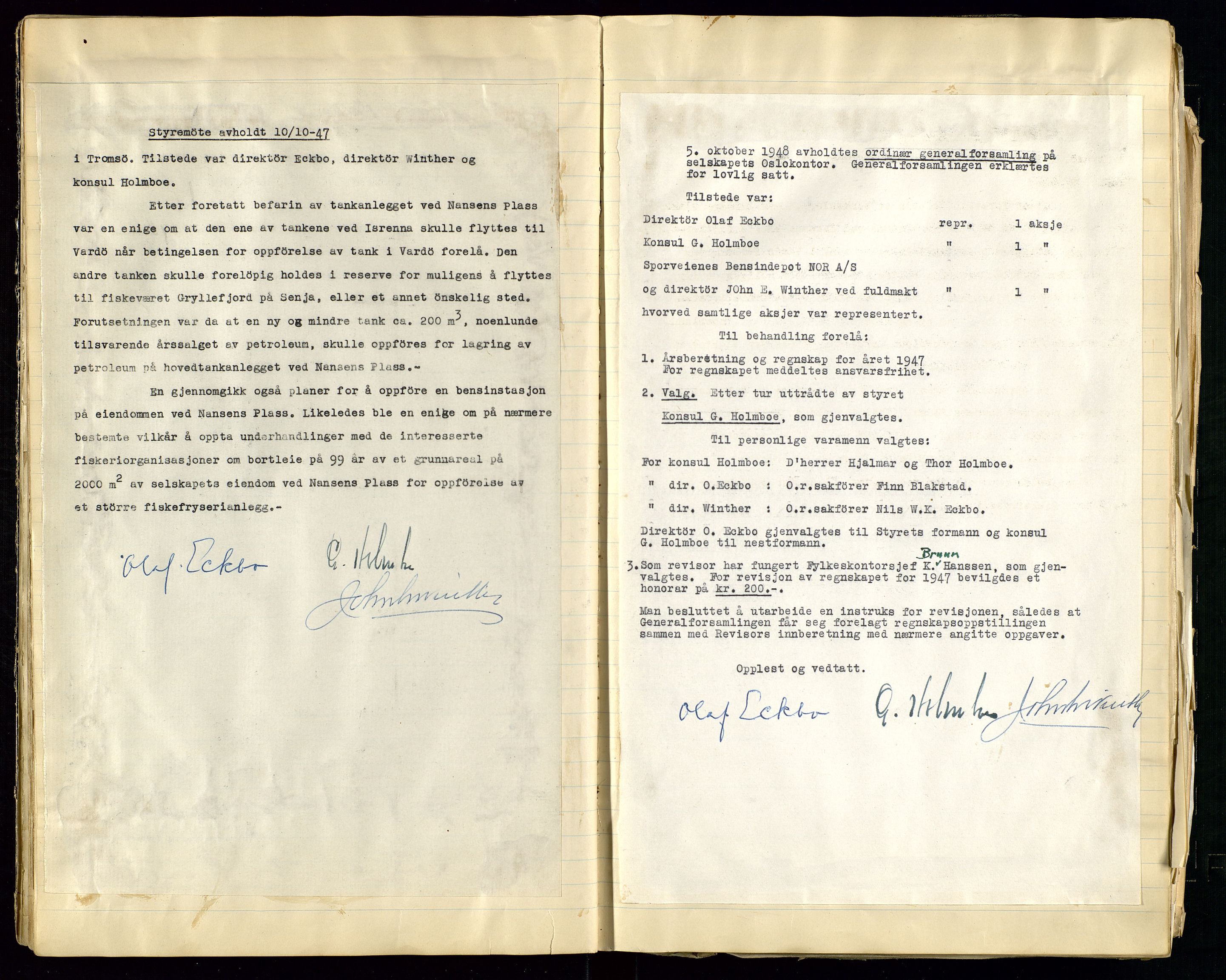 Pa 1518 - Tromsø Depotkompani NOR A/S, AV/SAST-A-101923/A/L0001: Styreprotokoll, 1939-1959, s. 20