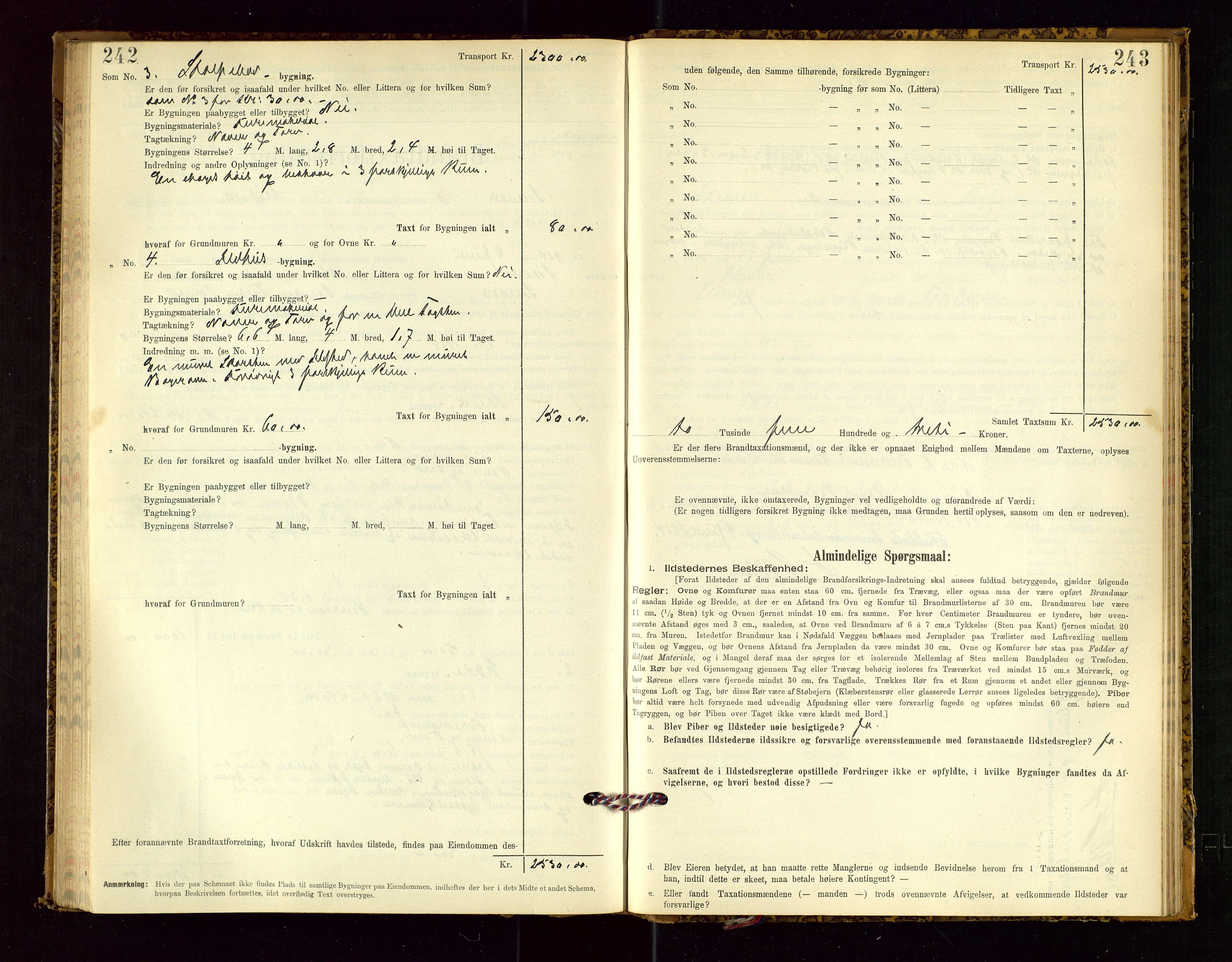 Suldal lensmannskontor, SAST/A-100419/Gob/L0001: "Brandtaxationsprotokol", 1894-1923, s. 242-243