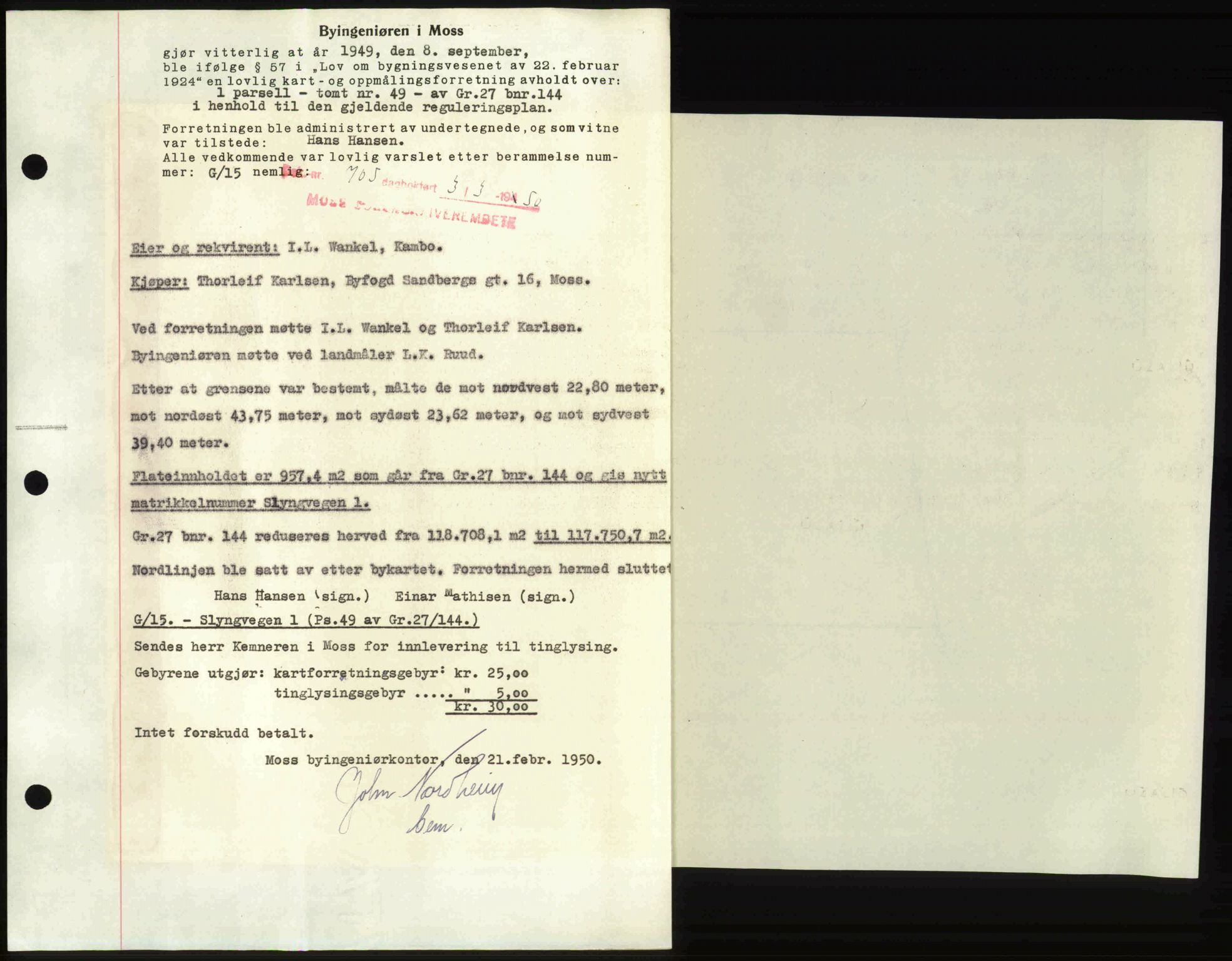 Moss sorenskriveri, SAO/A-10168: Pantebok nr. A25, 1950-1950, Dagboknr: 705/1950