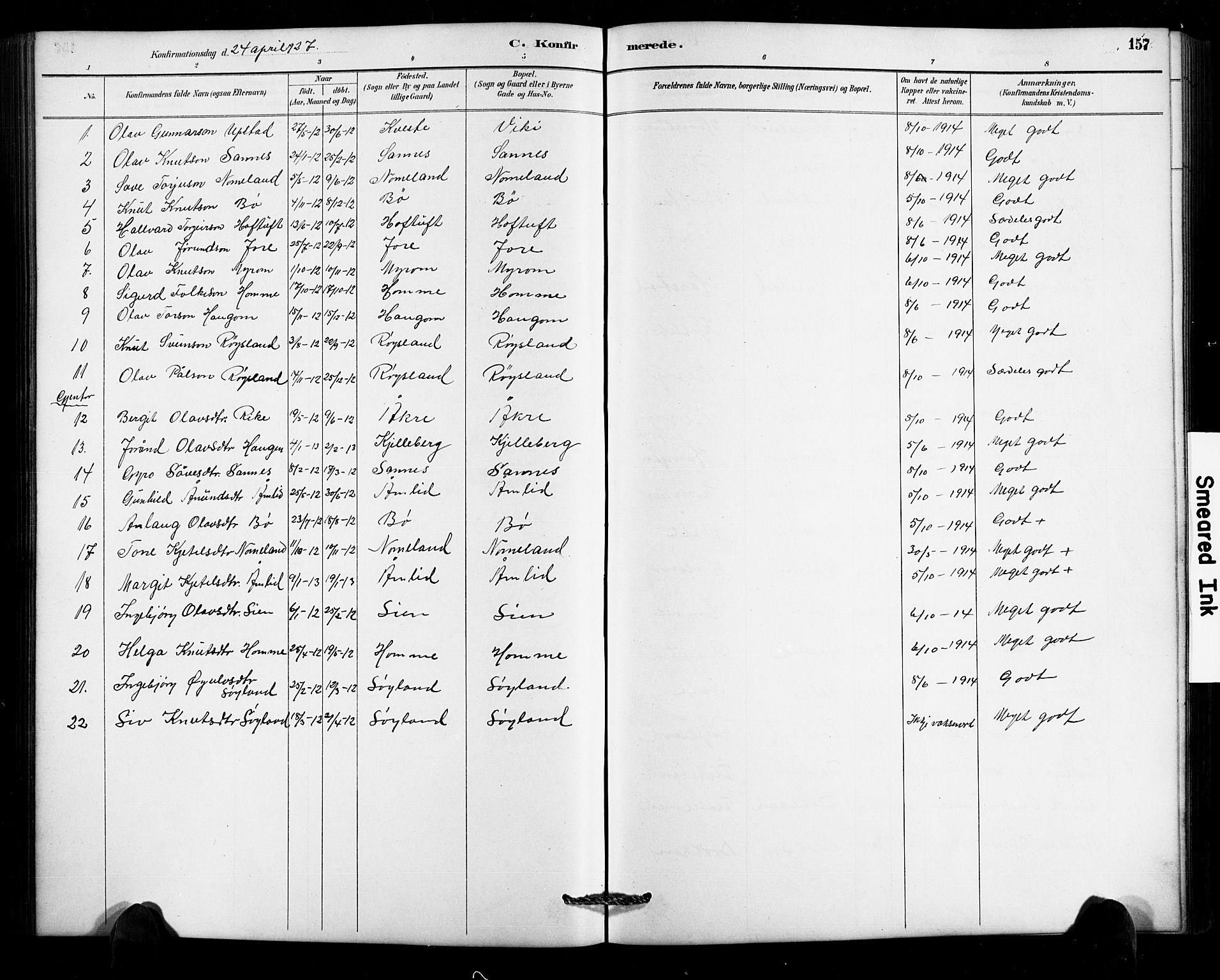 Valle sokneprestkontor, AV/SAK-1111-0044/F/Fb/Fbc/L0004: Klokkerbok nr. B 4, 1890-1928, s. 157