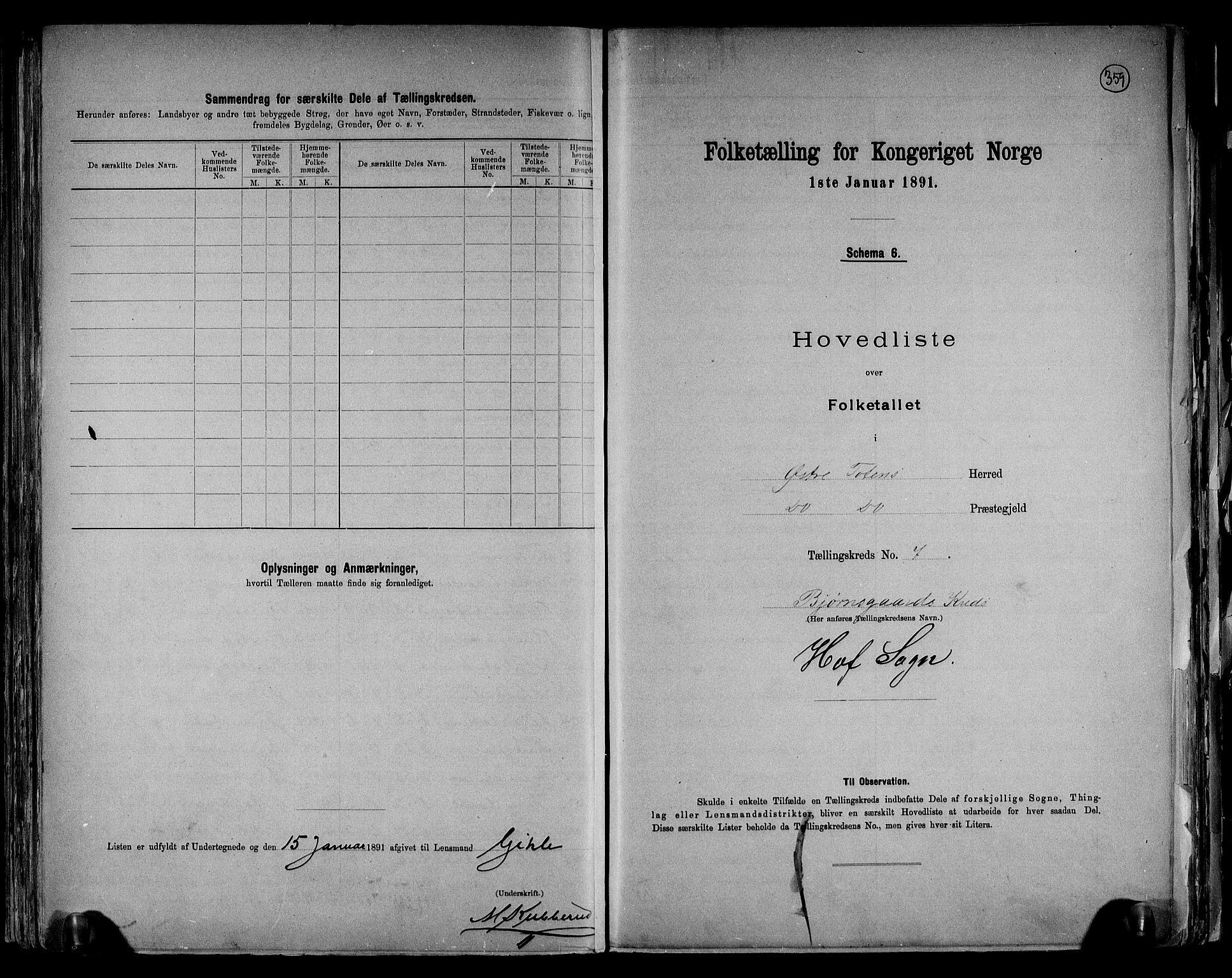 RA, Folketelling 1891 for 0528 Østre Toten herred, 1891, s. 22