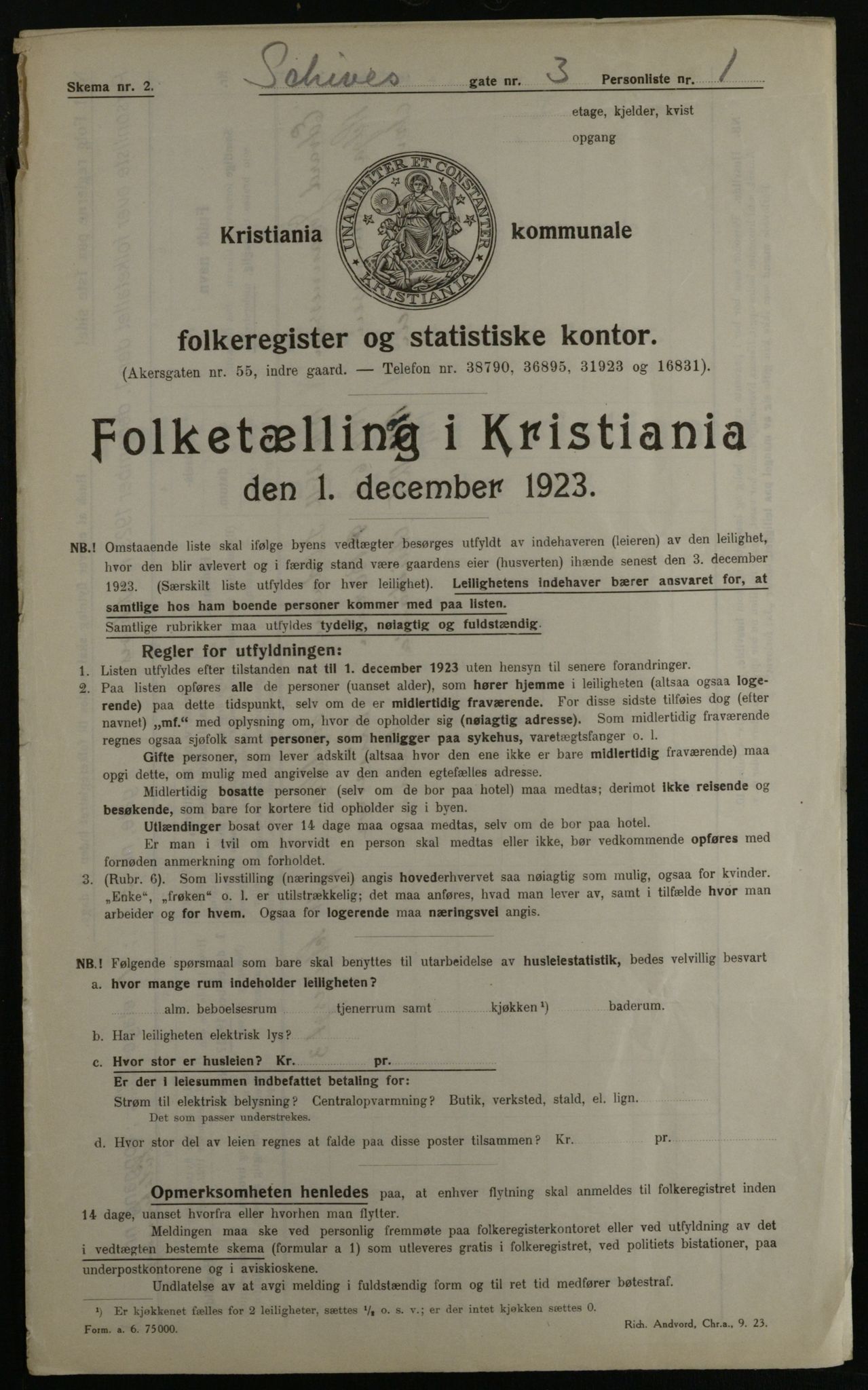 OBA, Kommunal folketelling 1.12.1923 for Kristiania, 1923, s. 99358