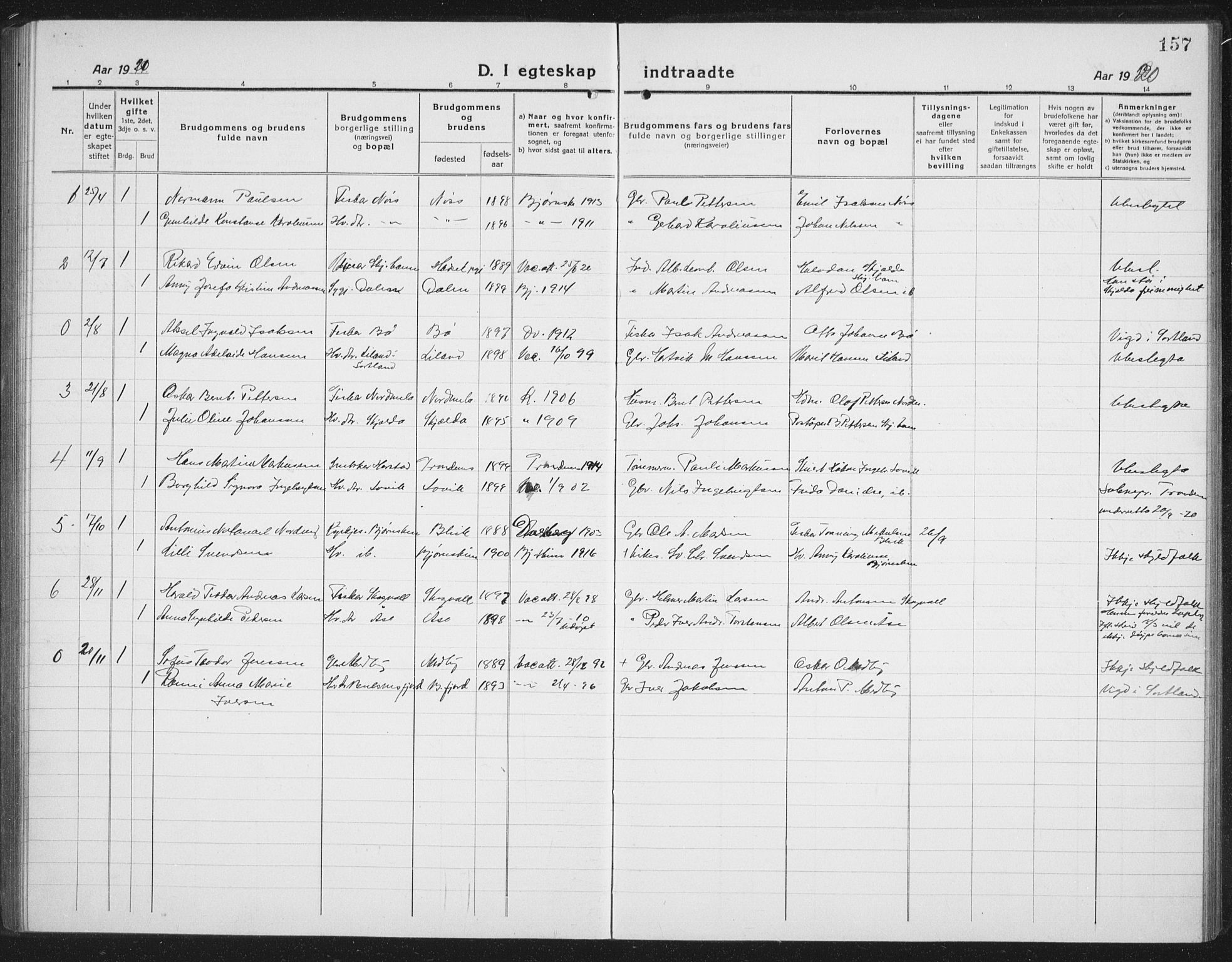 Ministerialprotokoller, klokkerbøker og fødselsregistre - Nordland, AV/SAT-A-1459/898/L1428: Klokkerbok nr. 898C03, 1918-1938, s. 157