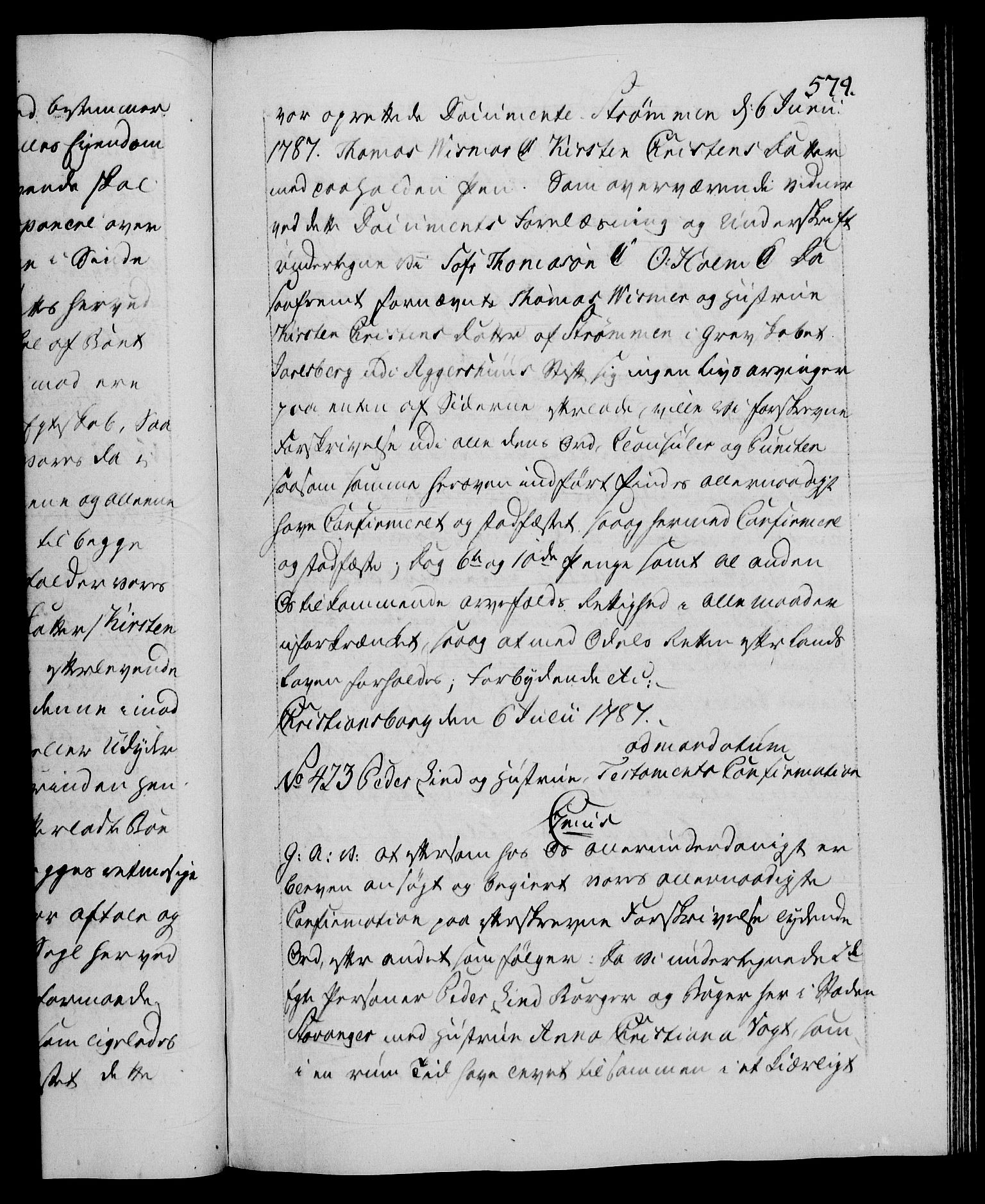 Danske Kanselli 1572-1799, RA/EA-3023/F/Fc/Fca/Fcaa/L0051: Norske registre, 1786-1787, s. 579a