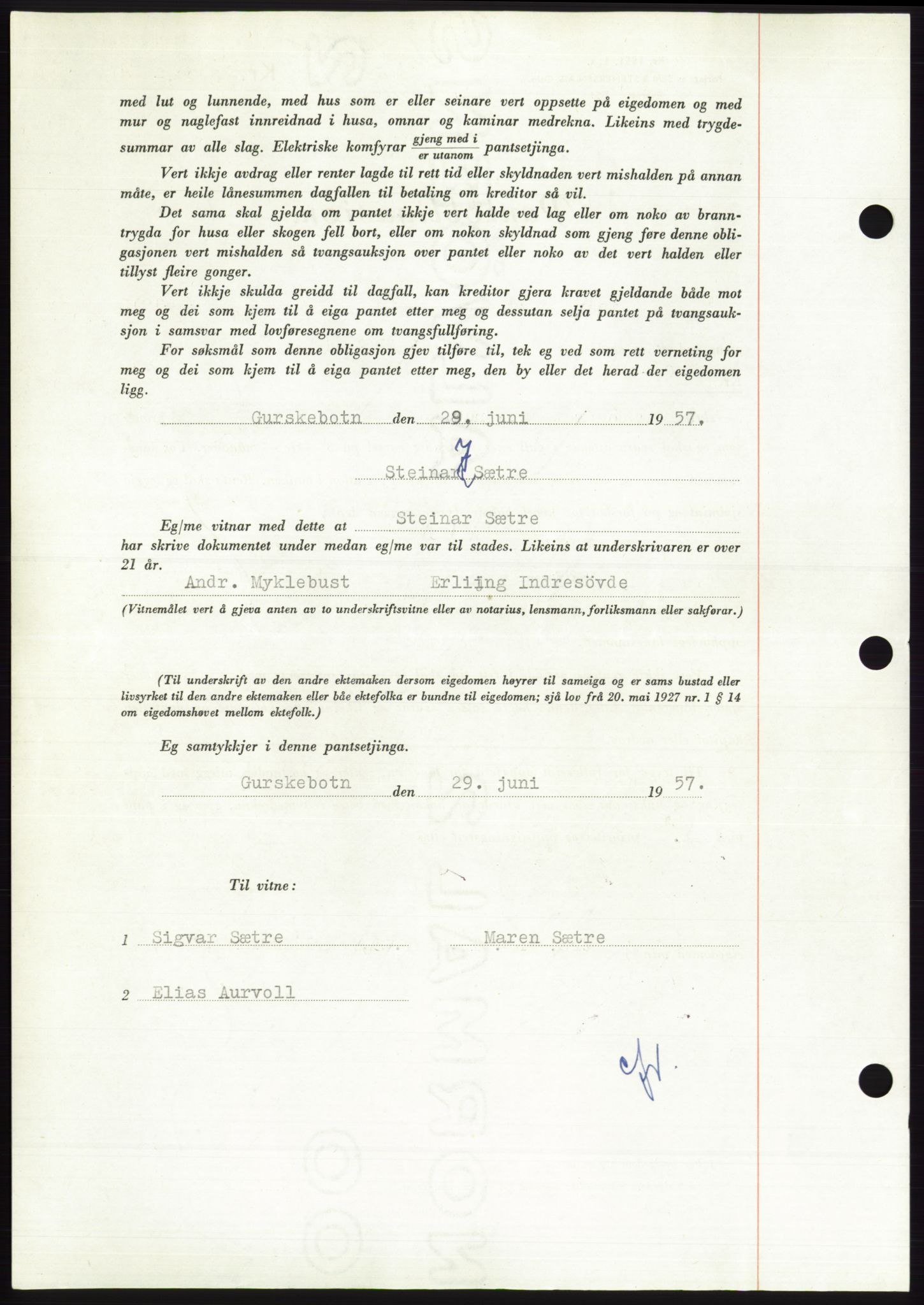 Søre Sunnmøre sorenskriveri, AV/SAT-A-4122/1/2/2C/L0130: Pantebok nr. 18B, 1957-1958, Dagboknr: 1628/1957