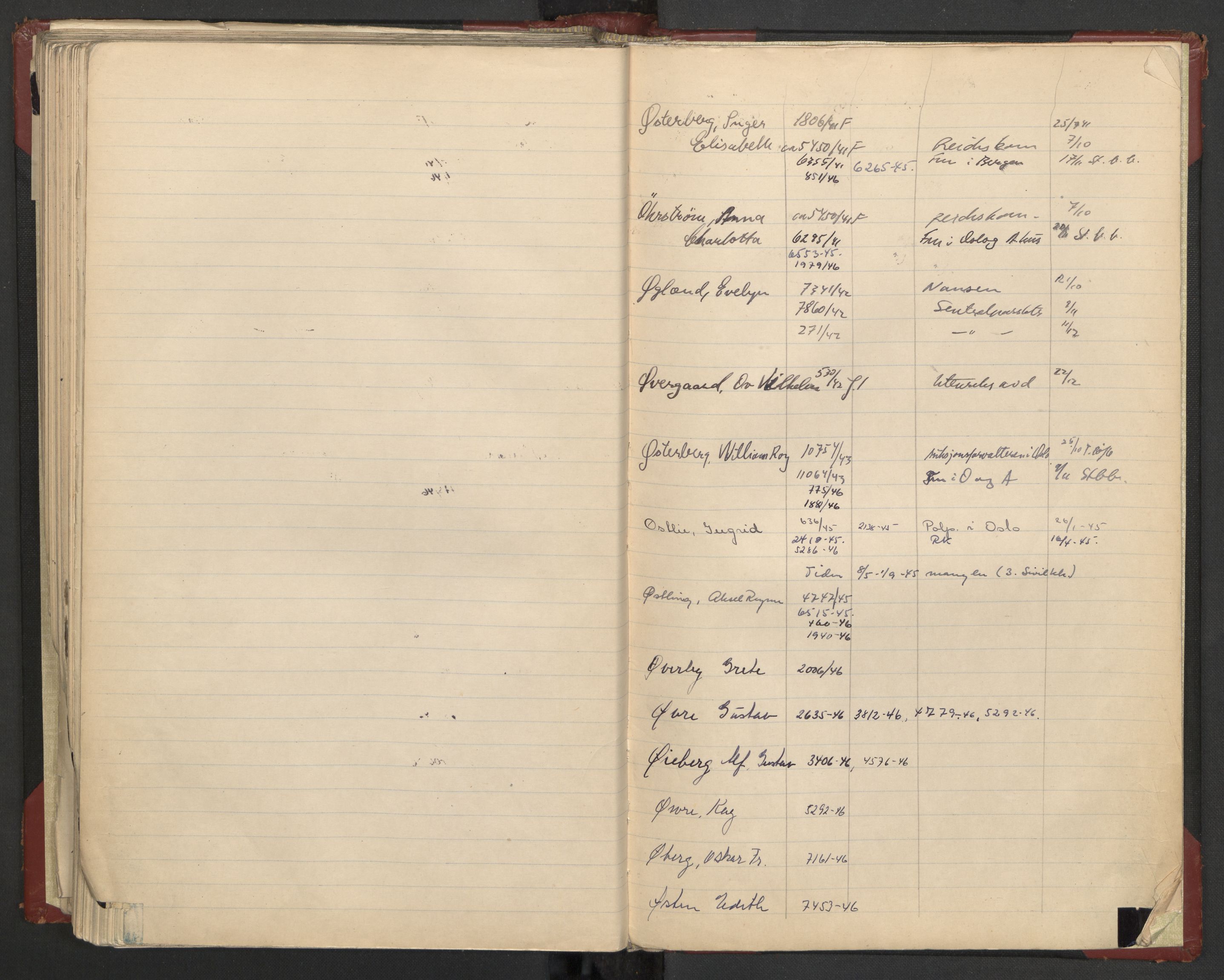 Justisdepartementet, 3. politikontor P3, AV/RA-S-1051/C/Cc/L0002: Journalregister over statsborgersaker, 1940-1946, s. 113