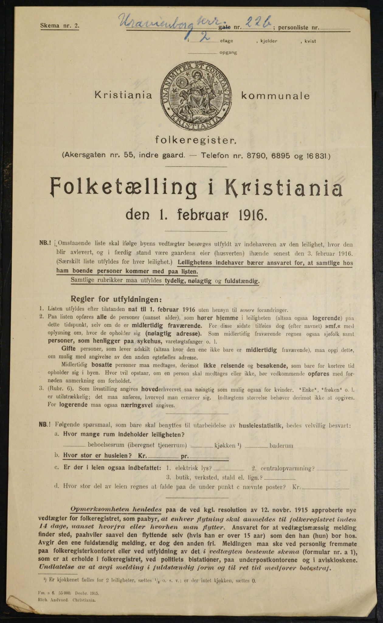 OBA, Kommunal folketelling 1.2.1916 for Kristiania, 1916, s. 124066