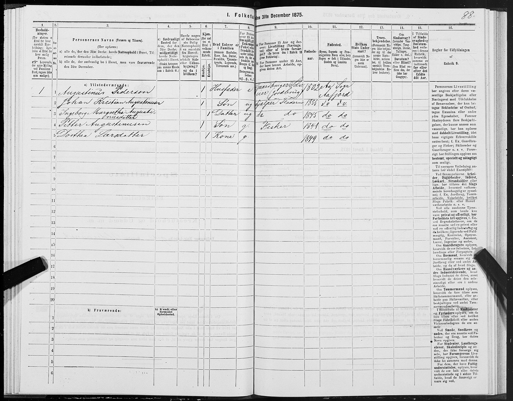 SAT, Folketelling 1875 for 1630P Aafjorden prestegjeld, 1875, s. 3088