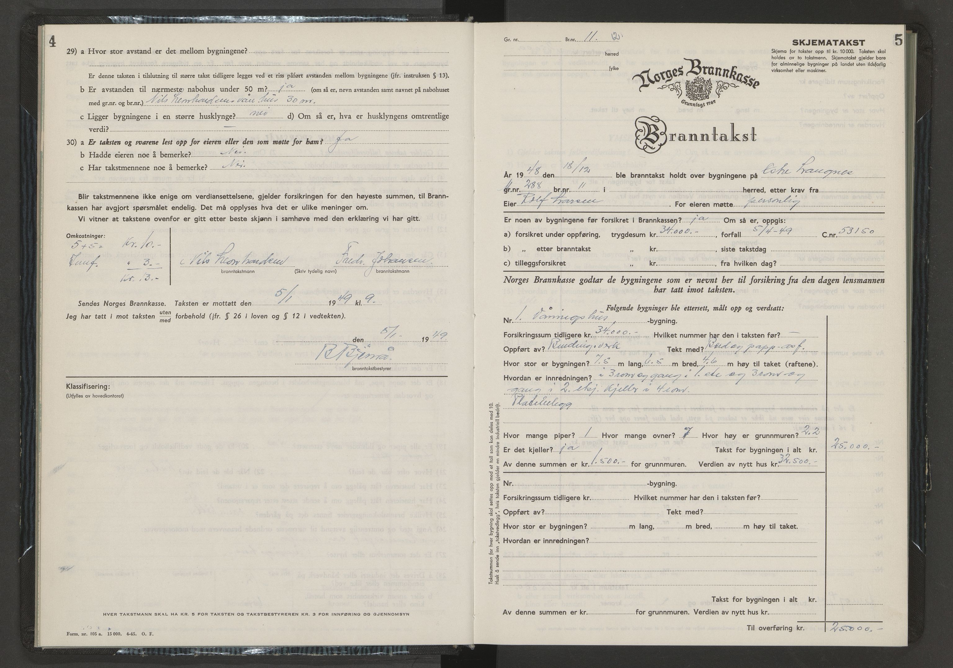 Måsøy lensmannskontor, AV/SATØ-SATO-100/1/F/Fq/Fqa/L0073: Branntakstprotokoll, 1948-1955