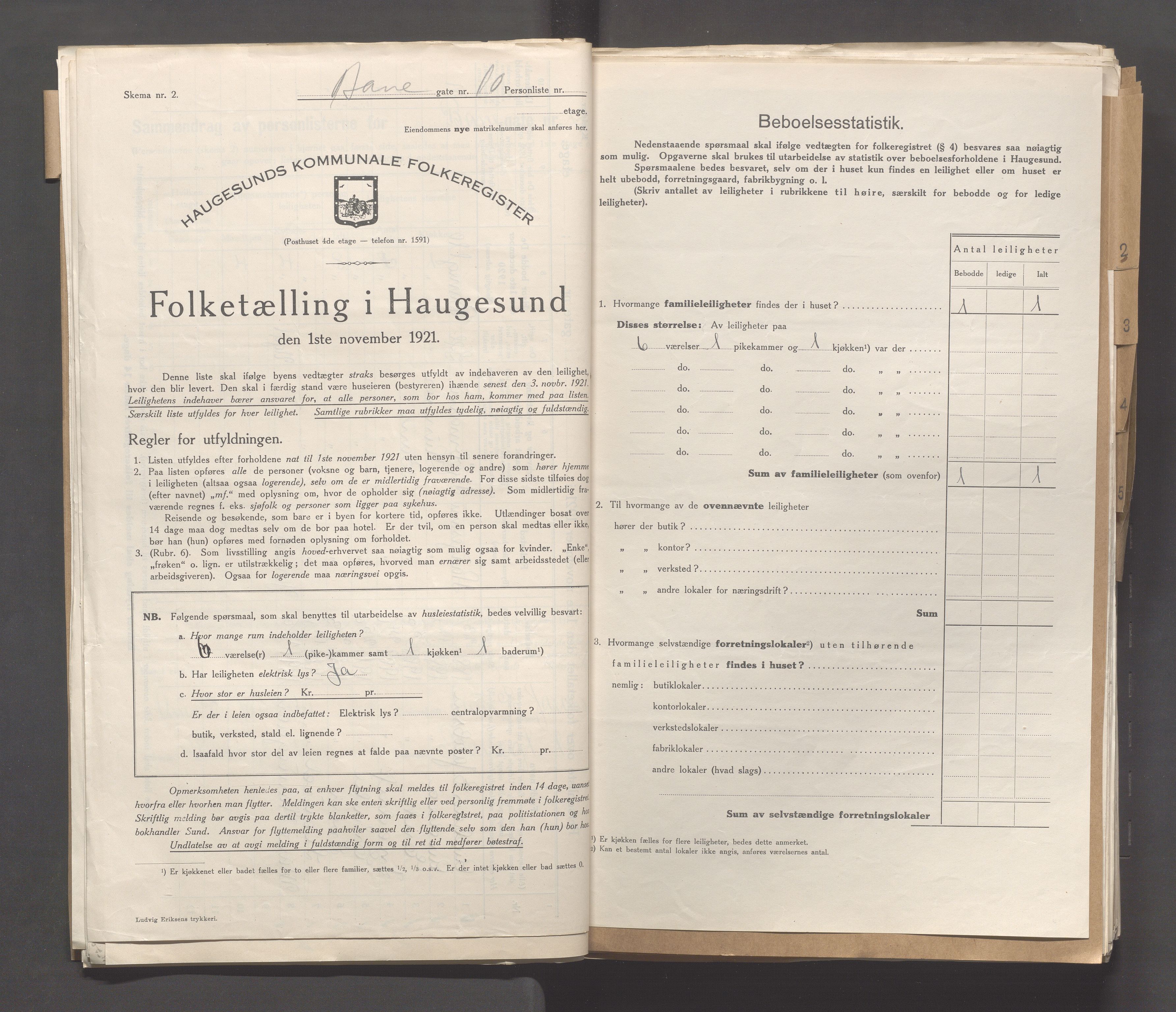 IKAR, Kommunal folketelling 1.11.1921 for Haugesund, 1921, s. 119