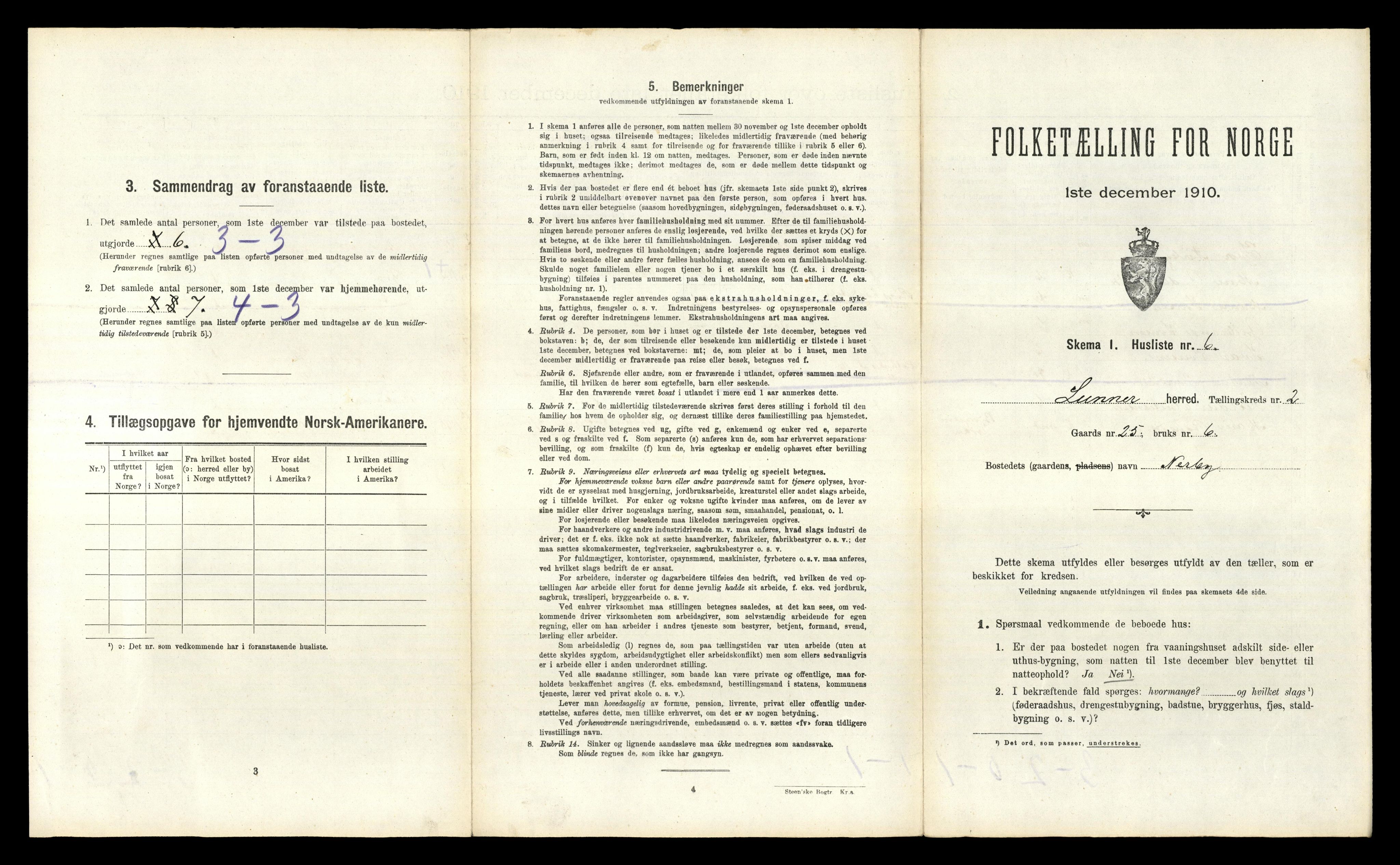 RA, Folketelling 1910 for 0533 Lunner herred, 1910, s. 274
