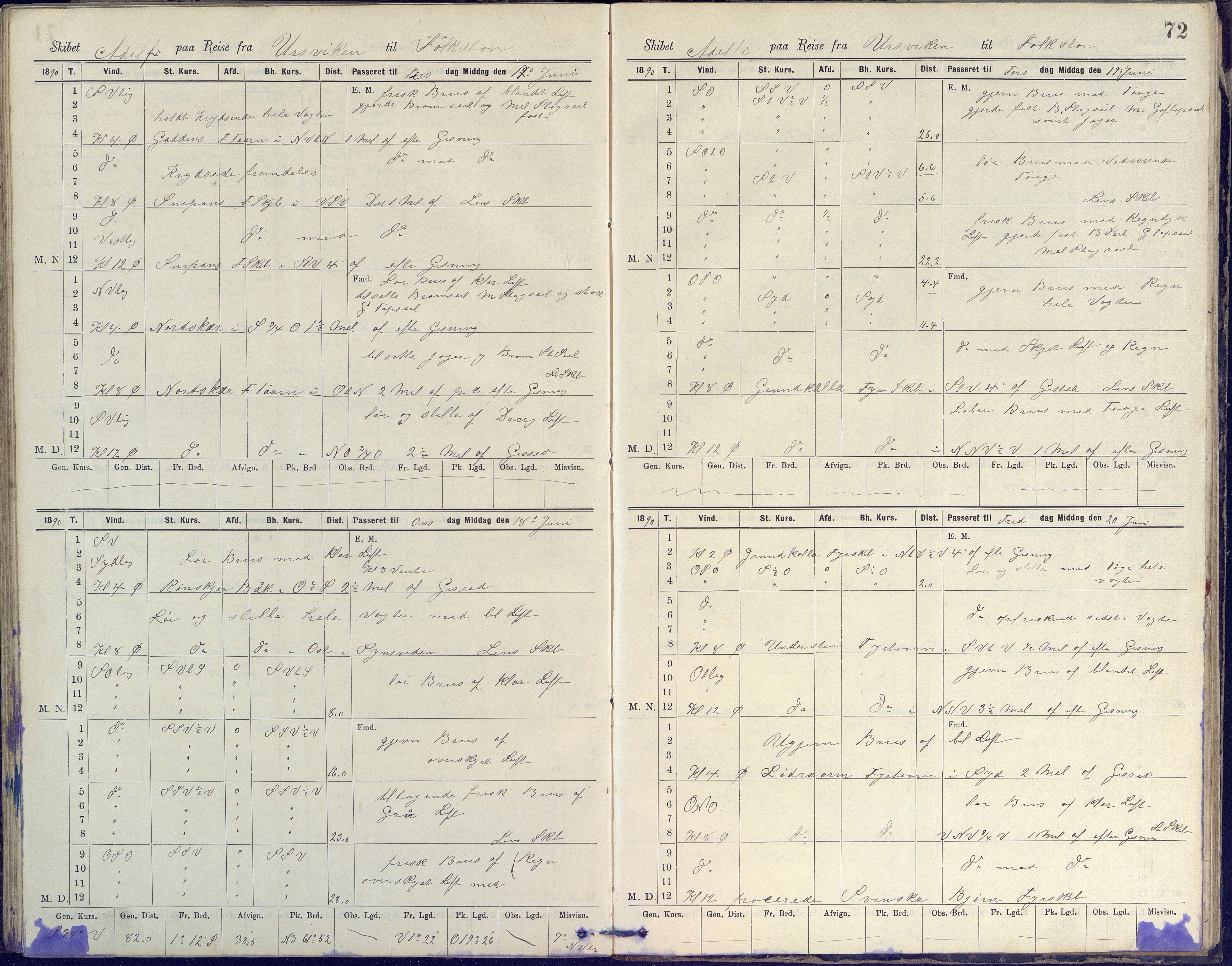 Fartøysarkivet, AAKS/PA-1934/F/L0002/0020: Flere fartøy (se mappenivå) / Adolphi (skonnert), 1888-1891, s. 72