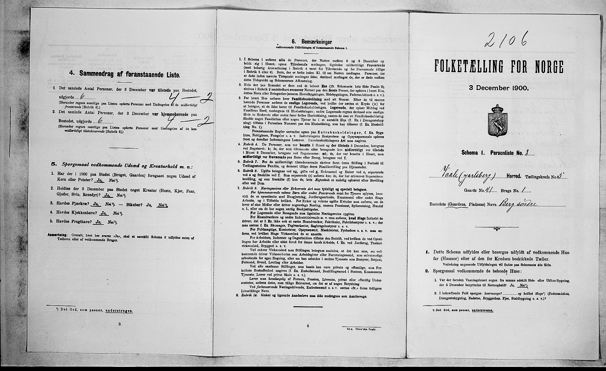 RA, Folketelling 1900 for 0716 Våle herred, 1900, s. 582