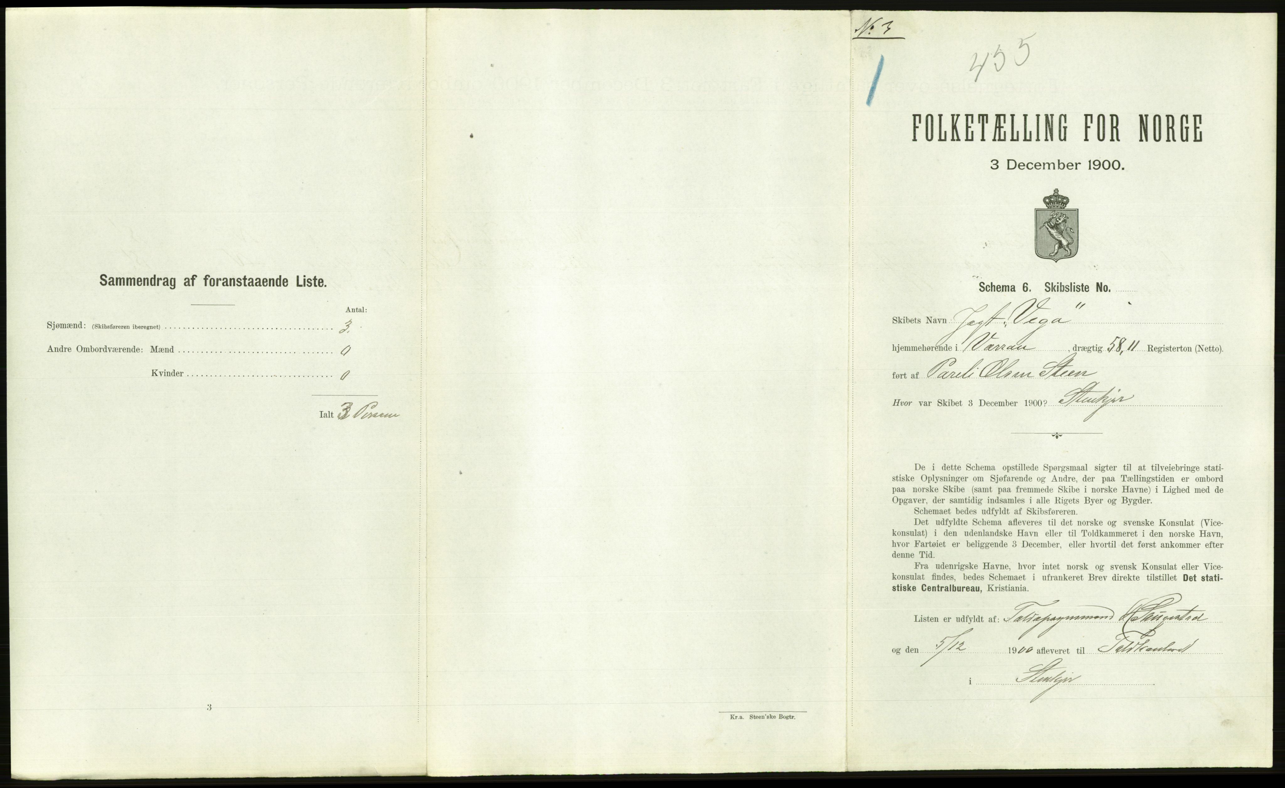 RA, Folketelling 1900 - skipslister med personlister for skip i norske havner, utenlandske havner og til havs, 1900, s. 2545