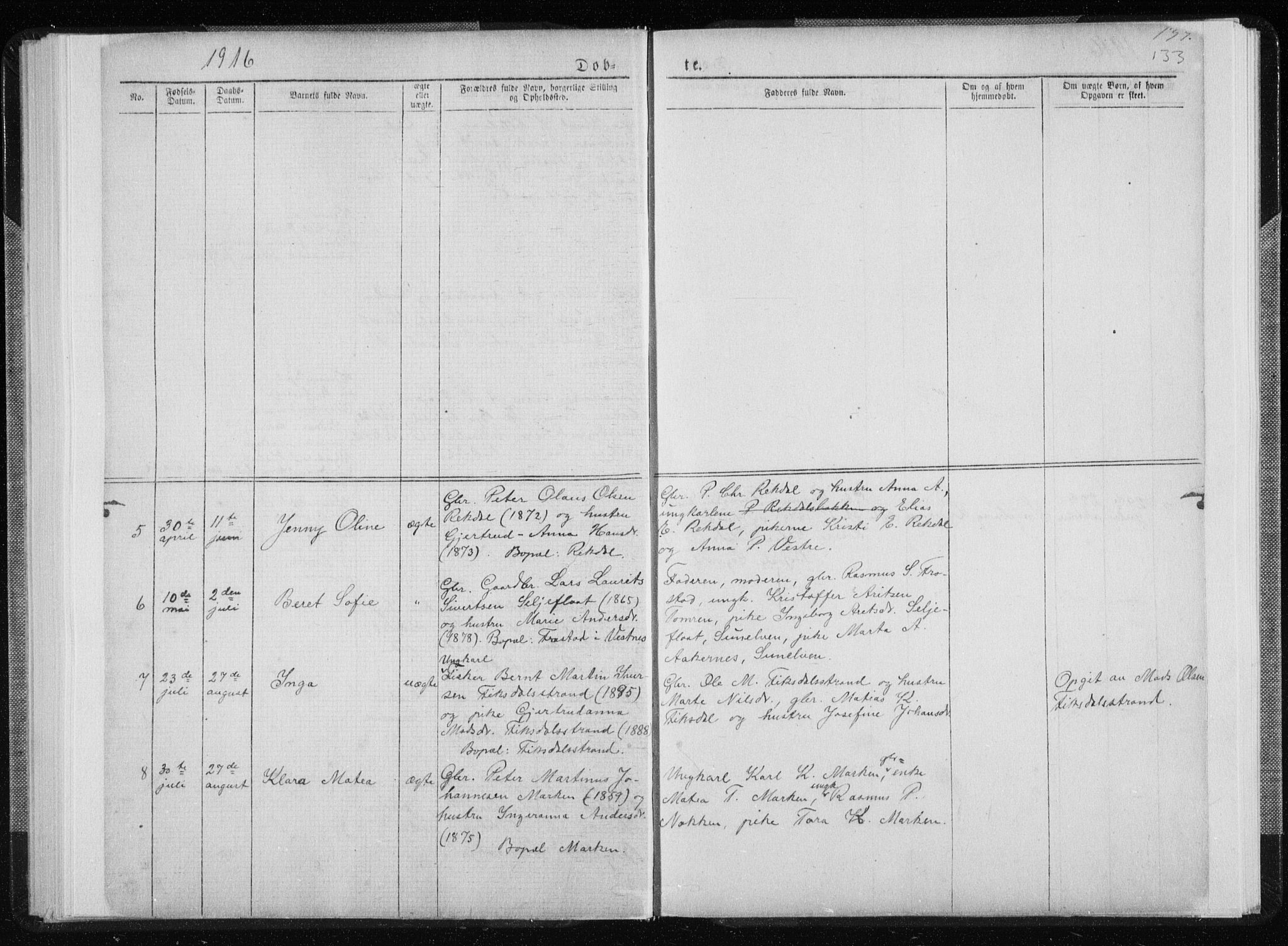 Ministerialprotokoller, klokkerbøker og fødselsregistre - Møre og Romsdal, AV/SAT-A-1454/540/L0541: Klokkerbok nr. 540C01, 1867-1920, s. 133