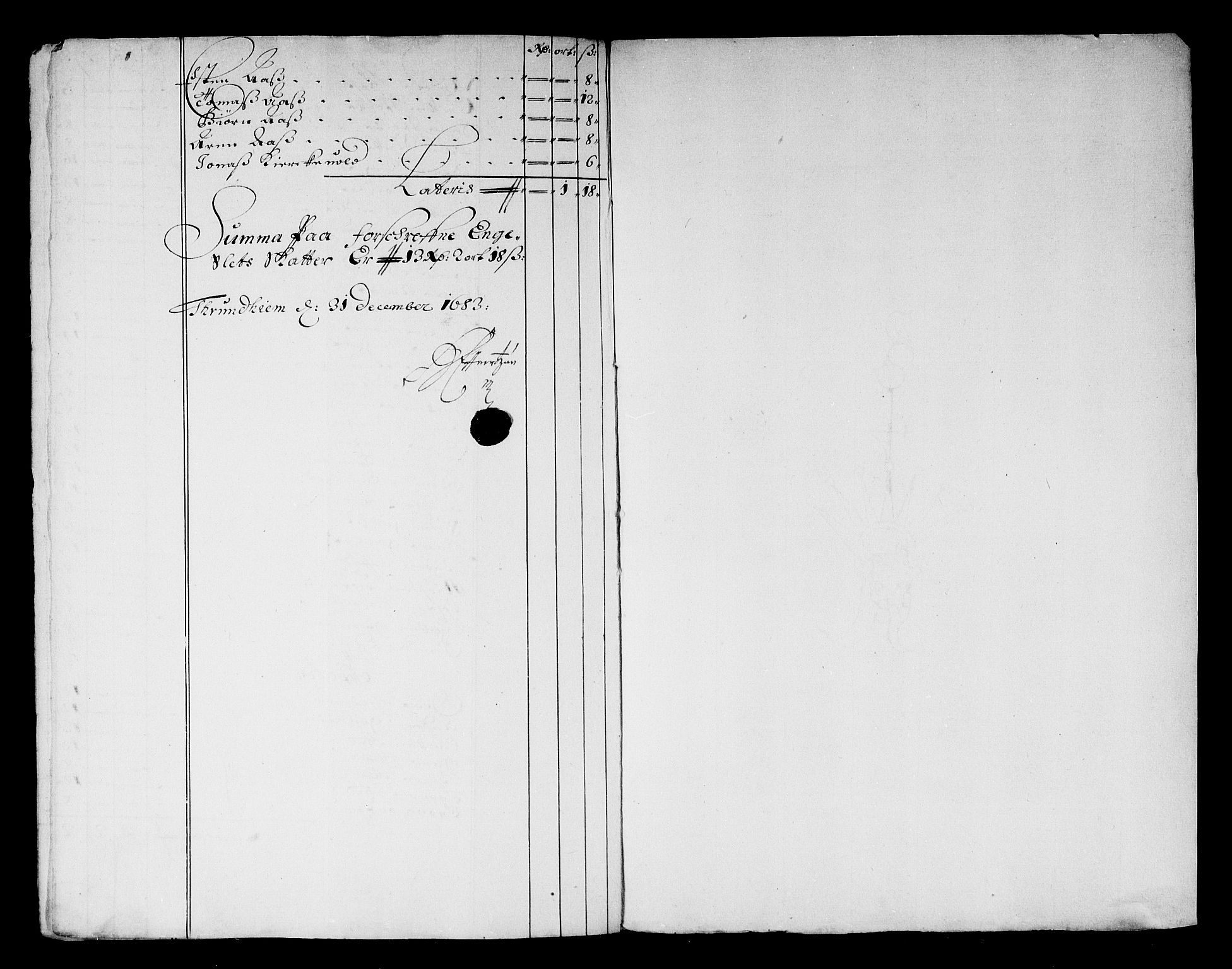 Rentekammeret inntil 1814, Reviderte regnskaper, Stiftamtstueregnskaper, Trondheim stiftamt og Nordland amt, AV/RA-EA-6044/R/Rg/L0071: Trondheim stiftamt og Nordland amt, 1683
