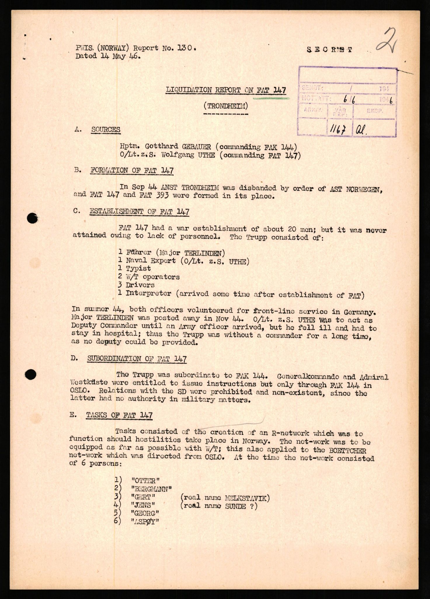 Forsvaret, Forsvarets overkommando II, AV/RA-RAFA-3915/D/Db/L0034: CI Questionaires. Tyske okkupasjonsstyrker i Norge. Tyskere., 1945-1946, s. 227