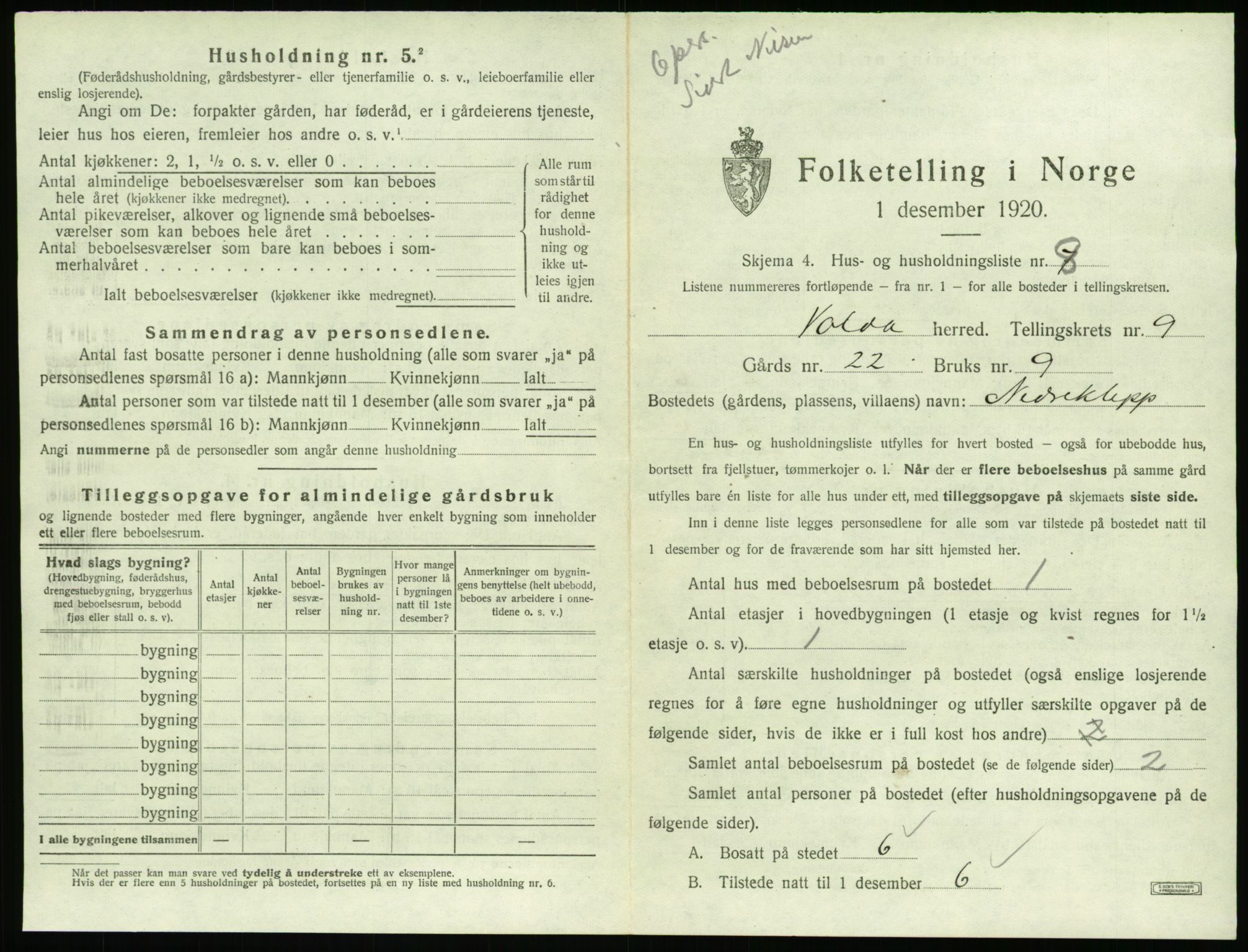 SAT, Folketelling 1920 for 1519 Volda herred, 1920, s. 784