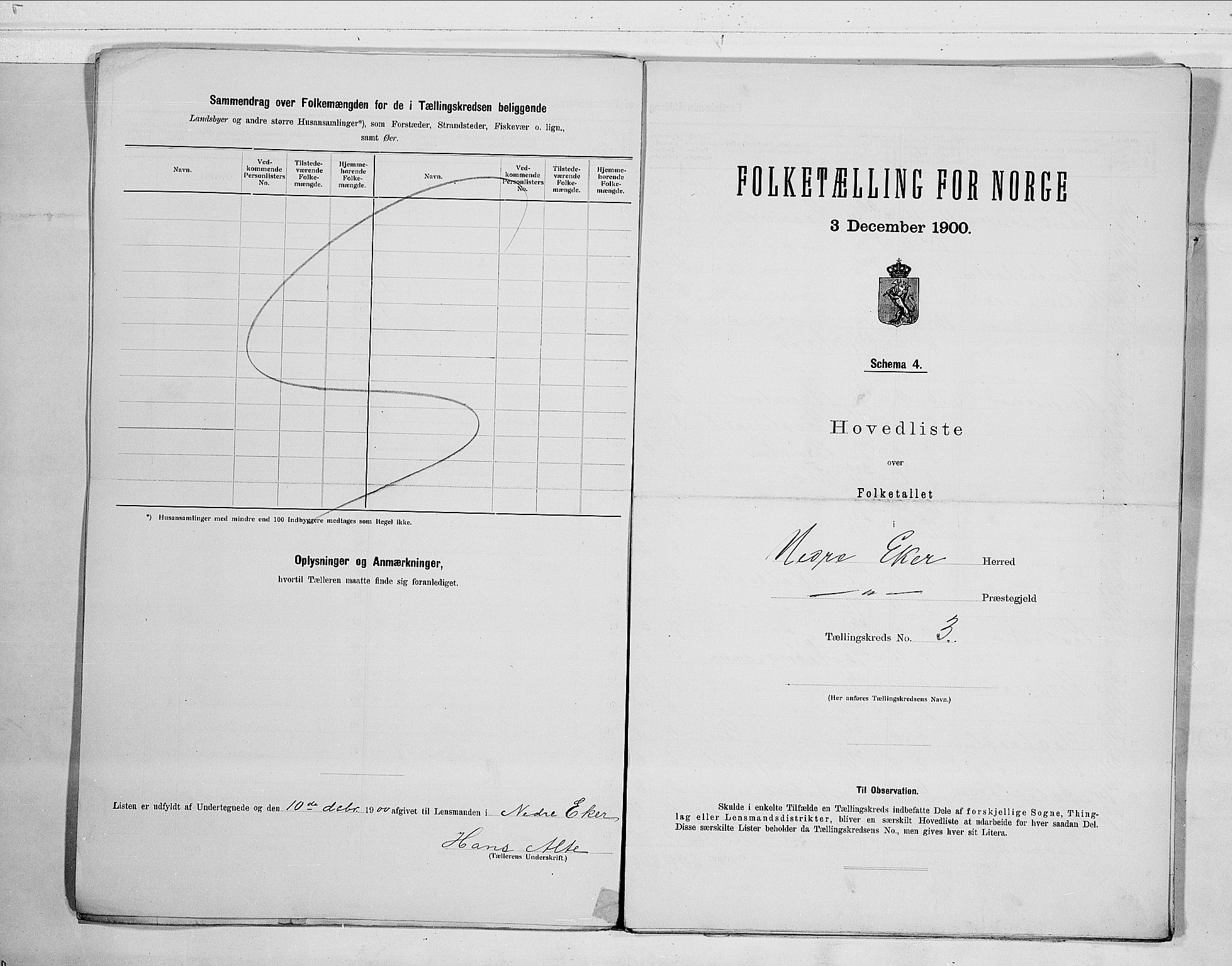 RA, Folketelling 1900 for 0625 Nedre Eiker herred, 1900, s. 8