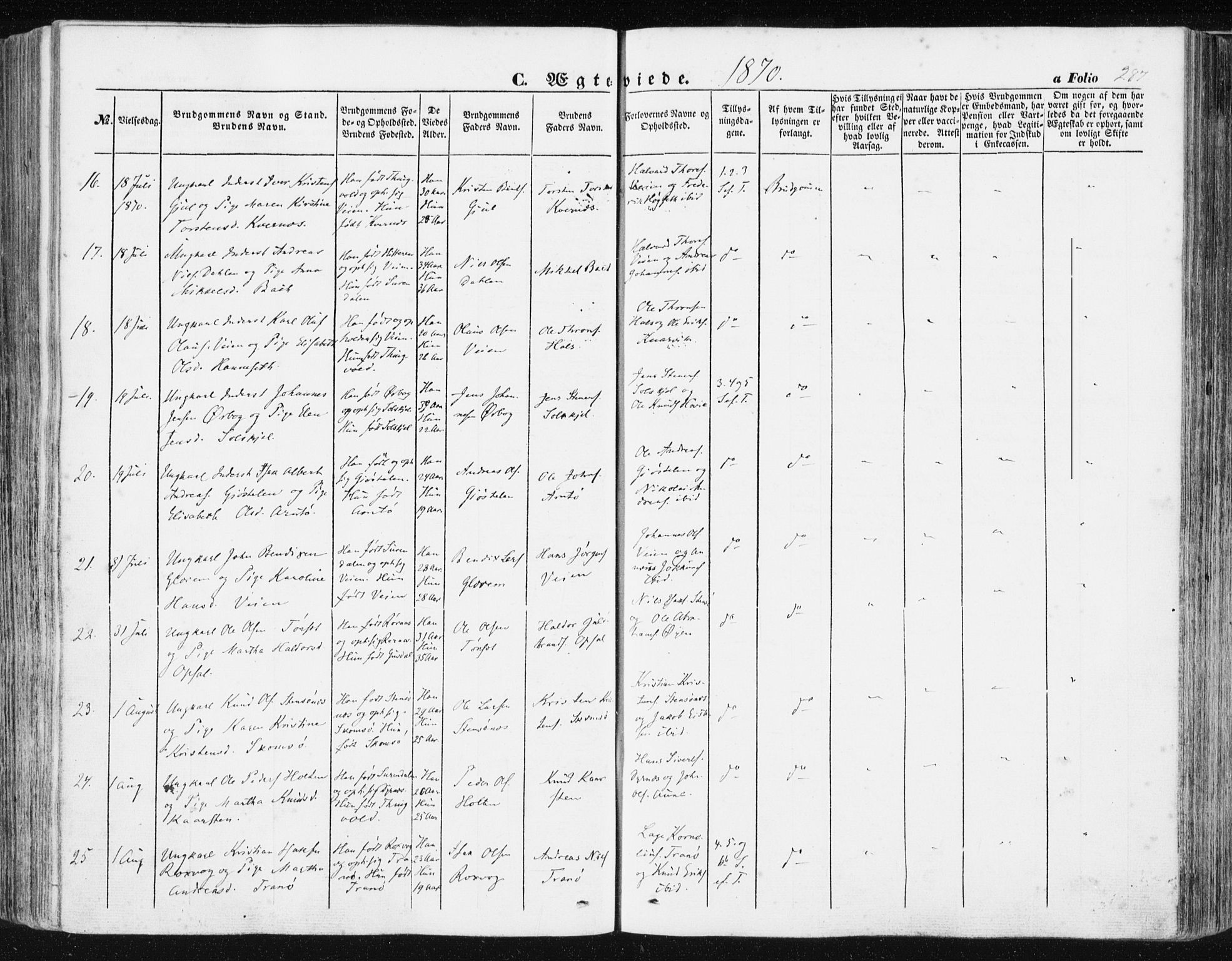 Ministerialprotokoller, klokkerbøker og fødselsregistre - Møre og Romsdal, SAT/A-1454/581/L0937: Ministerialbok nr. 581A05, 1853-1872, s. 287