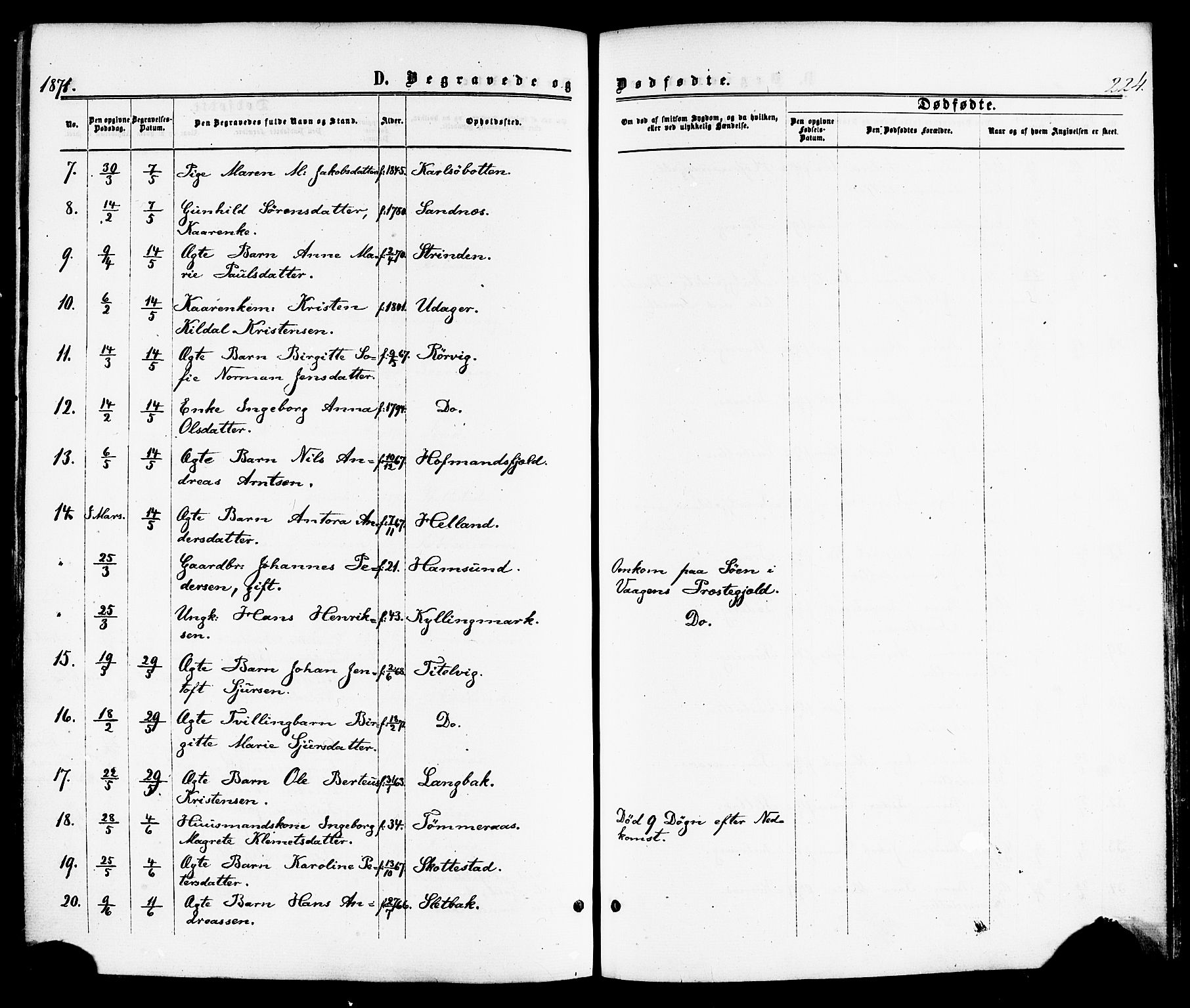 Ministerialprotokoller, klokkerbøker og fødselsregistre - Nordland, SAT/A-1459/859/L0845: Ministerialbok nr. 859A05, 1863-1877, s. 224