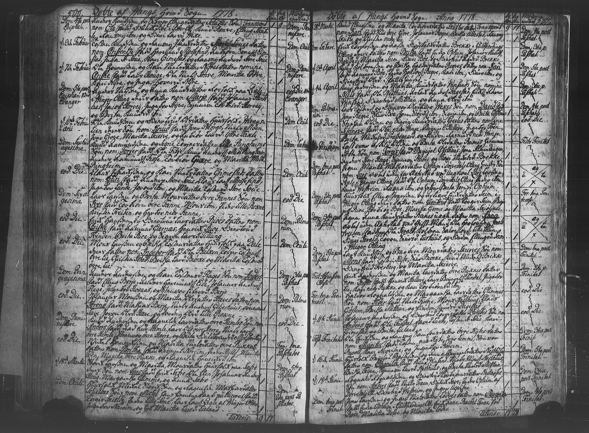 Voss sokneprestembete, SAB/A-79001/H/Haa: Ministerialbok nr. A 8, 1752-1780, s. 500-501