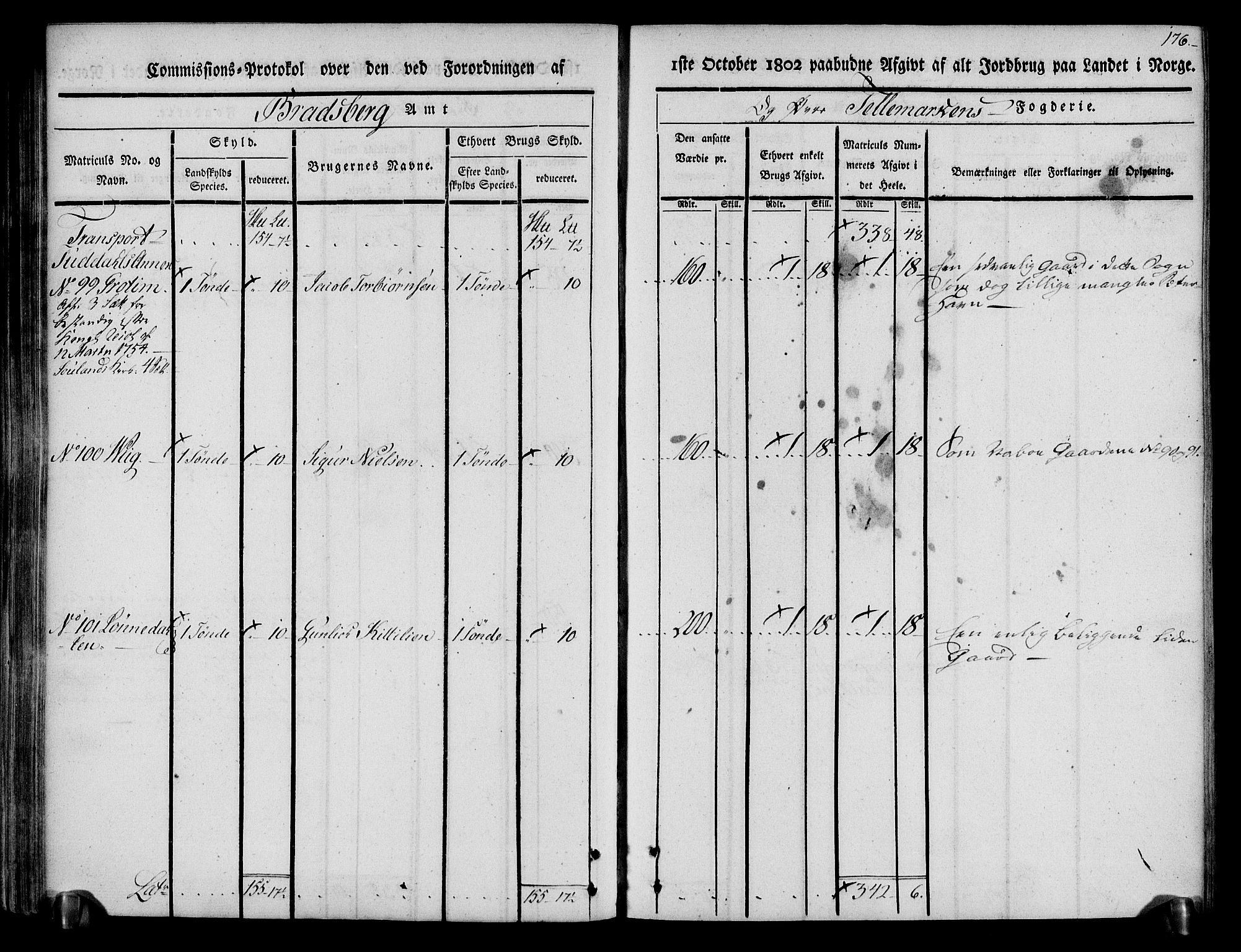 Rentekammeret inntil 1814, Realistisk ordnet avdeling, AV/RA-EA-4070/N/Ne/Nea/L0074: Øvre Telemarken fogderi. Kommisjonsprotokoll for fogderiets østre del - Tinn, Hjartdal og Seljord prestegjeld., 1803, s. 176