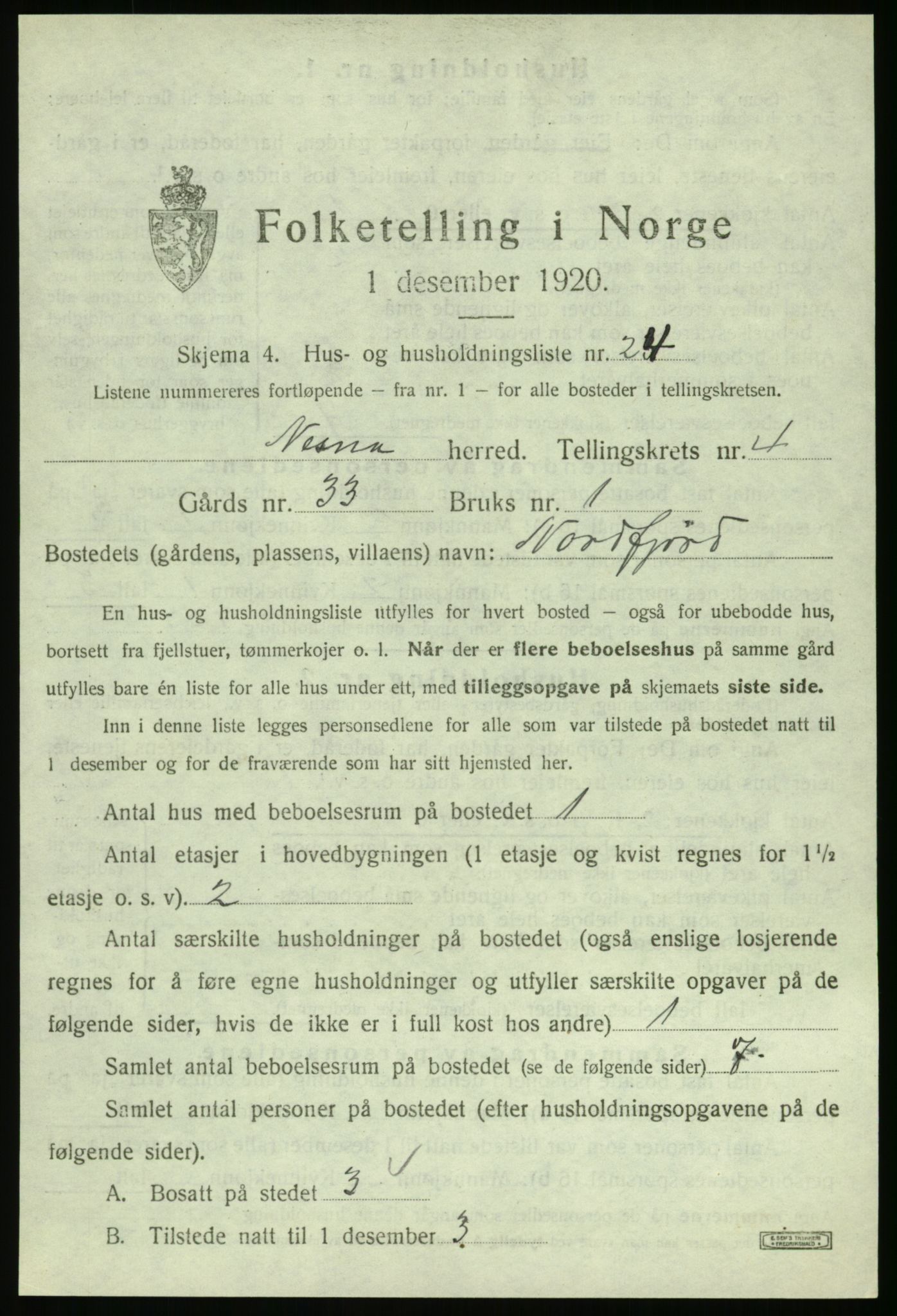 SAT, Folketelling 1920 for 1828 Nesna herred, 1920, s. 433
