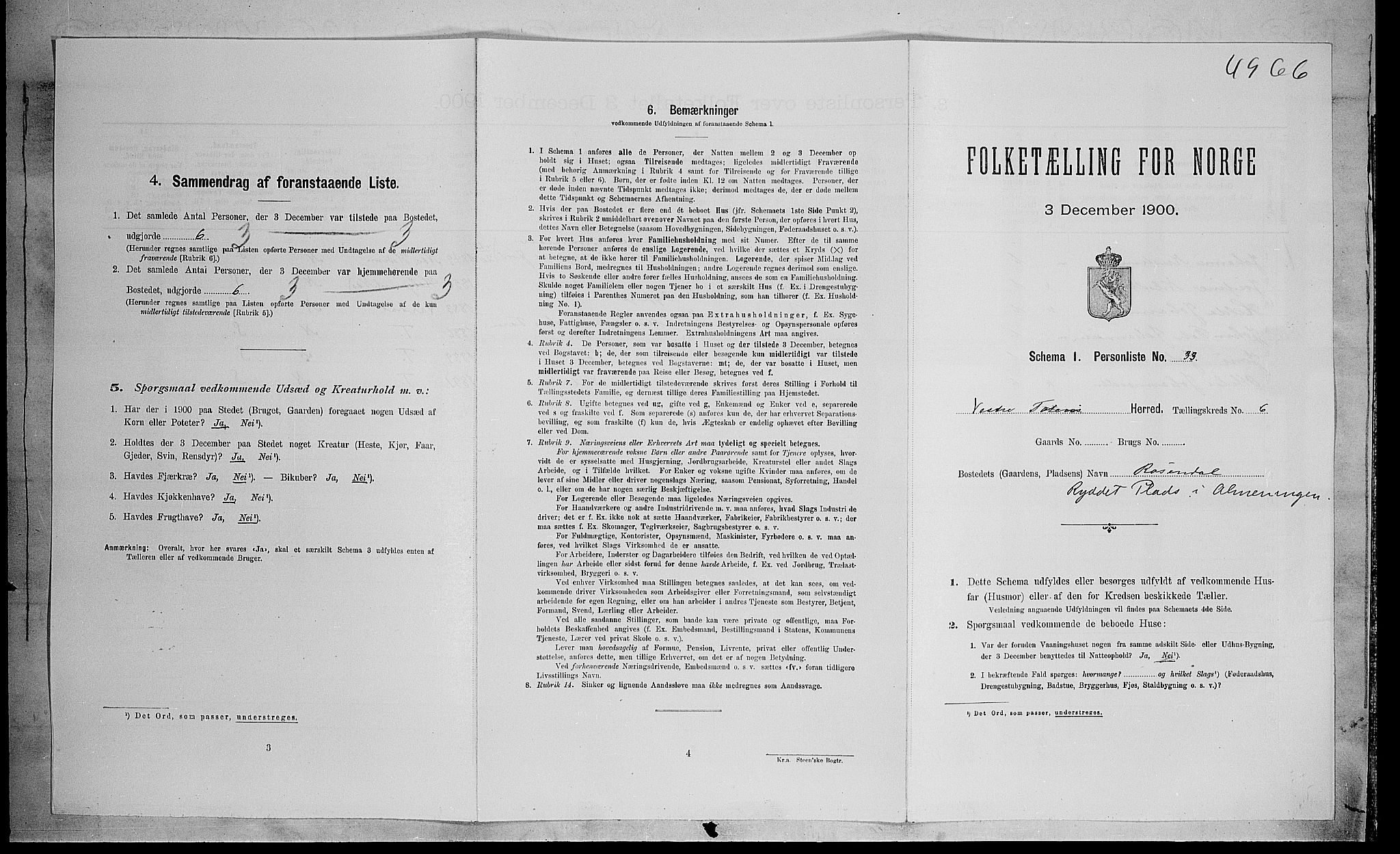 SAH, Folketelling 1900 for 0529 Vestre Toten herred, 1900, s. 1096