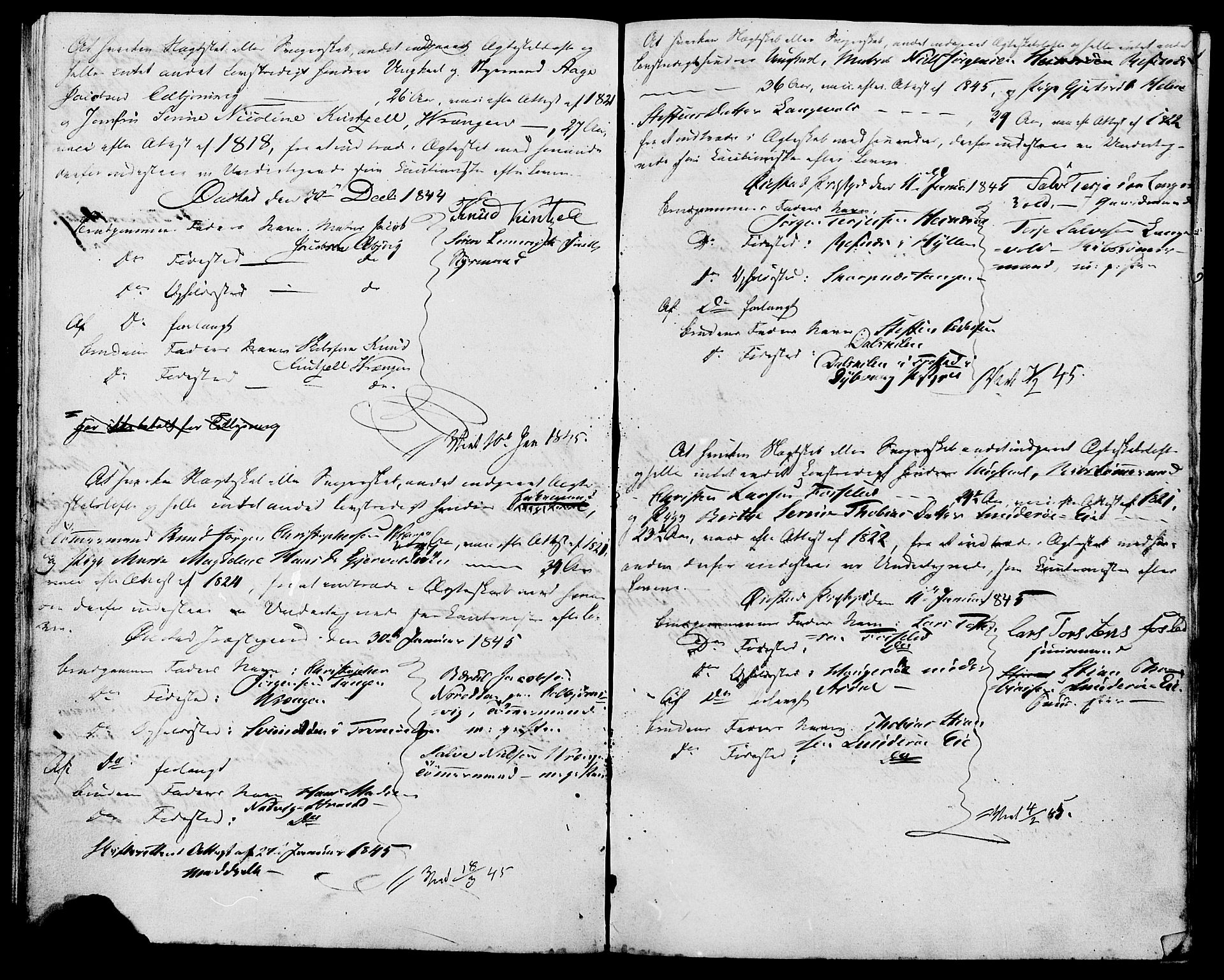 Øyestad sokneprestkontor, AV/SAK-1111-0049/F/Fe/L0002: Forlovererklæringer nr. A VI 20, 1844-1846, s. 18