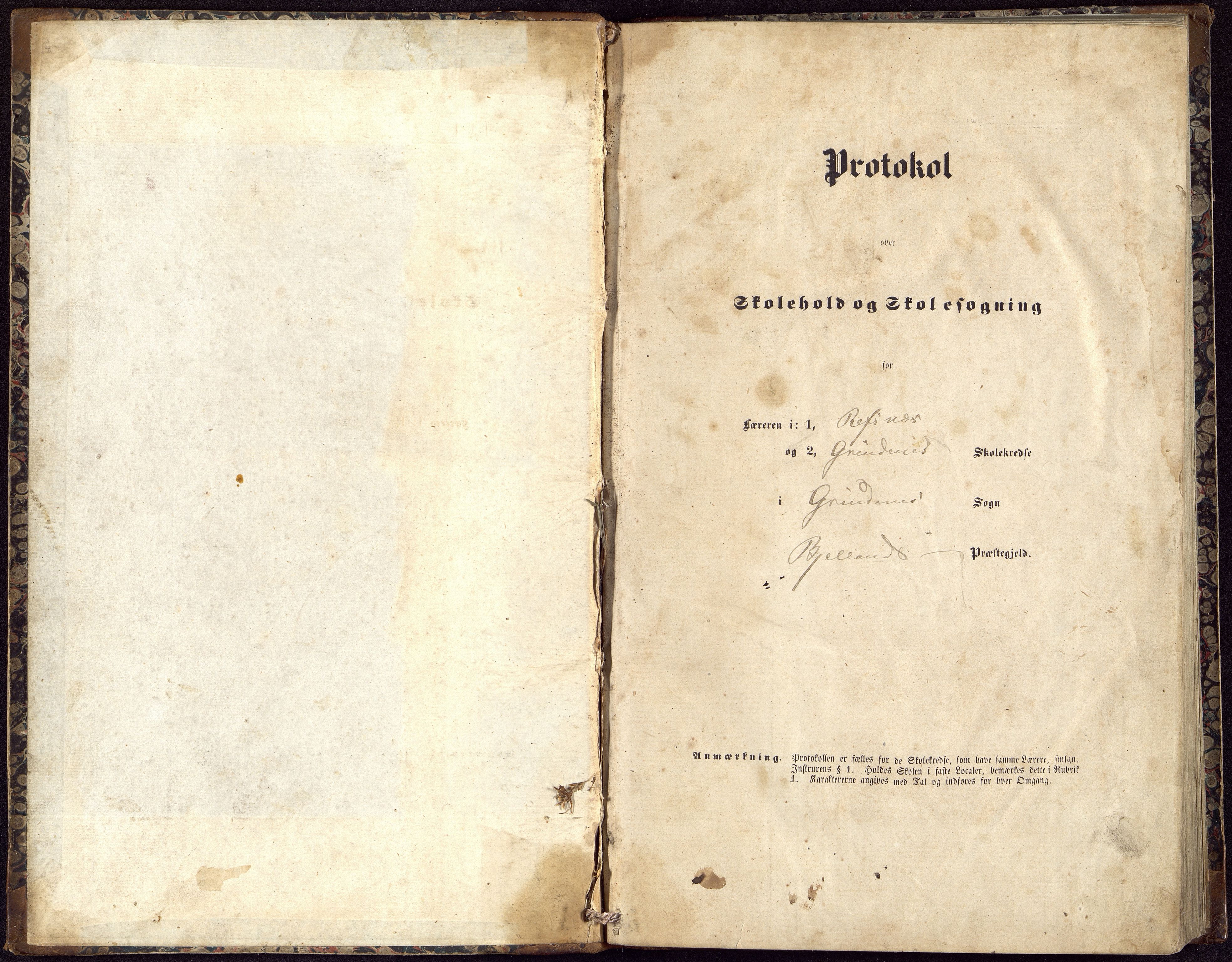 Bjelland og Grindheim kommune - De Enkelte Skoler og Kretser, ARKSOR/1027BG550/H/L0005: Skoleprotokoll, Grindheim, Refsnes, Seland og Sveindal kretser, 1863-1876