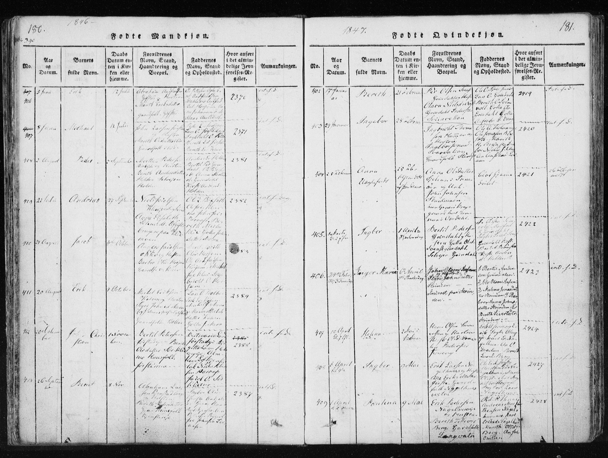 Ministerialprotokoller, klokkerbøker og fødselsregistre - Nord-Trøndelag, SAT/A-1458/749/L0469: Ministerialbok nr. 749A03, 1817-1857, s. 180-181